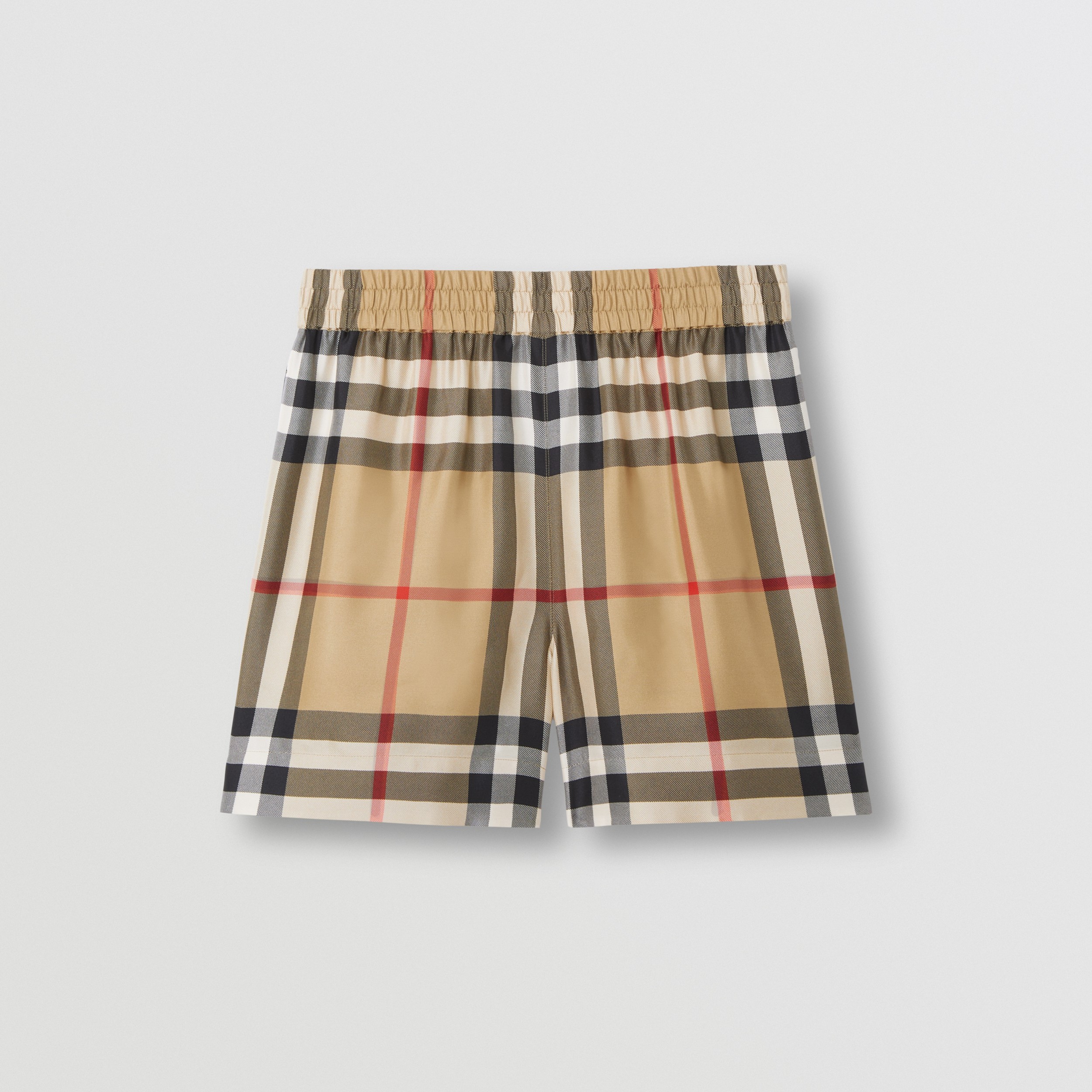 Check Silk Shorts in Archive Beige - Women | Burberry® Official - 4