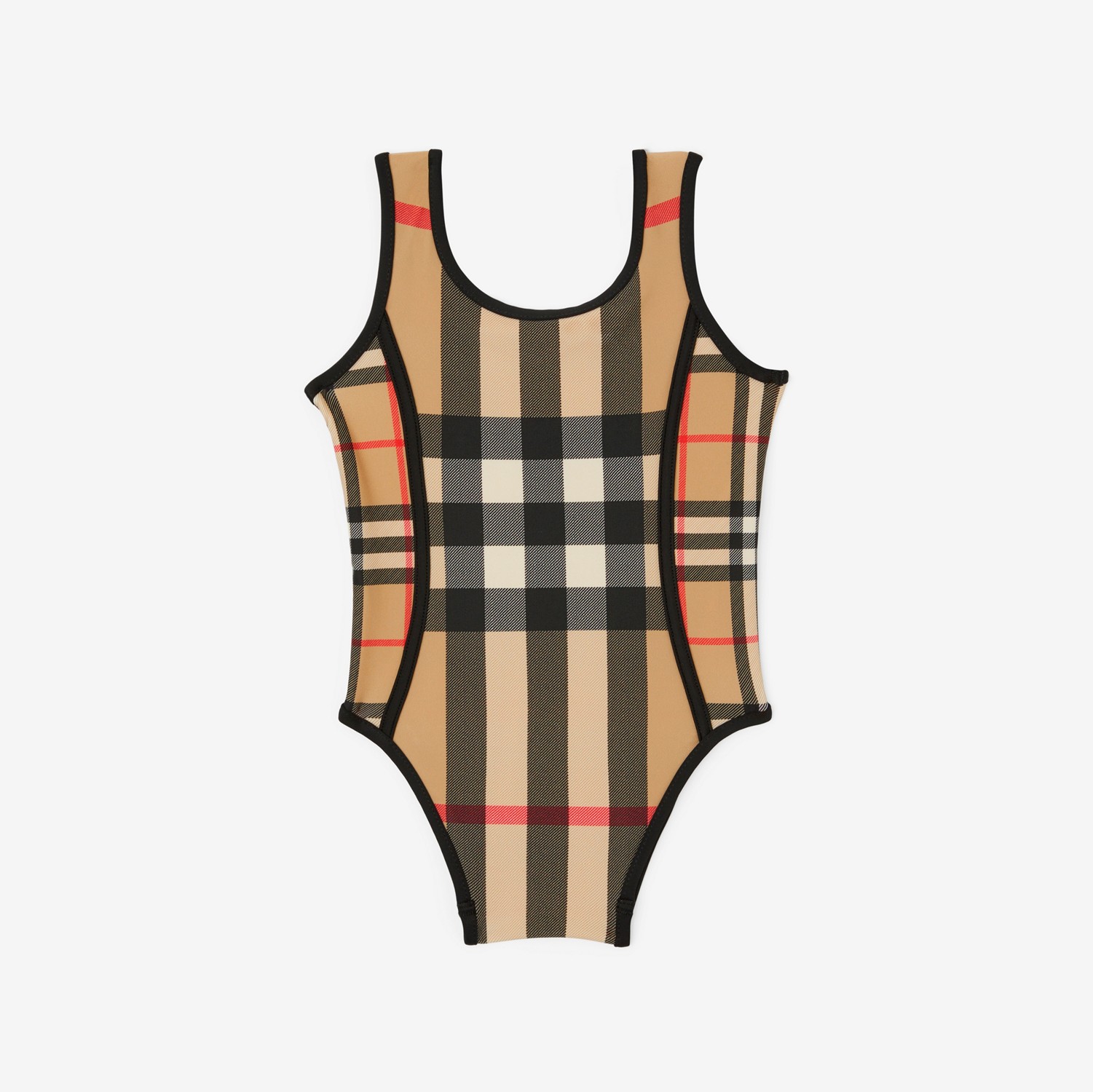 Contrast Check Stretch Nylon Swimsuit in Archive Beige - Children | Burberry® Official
