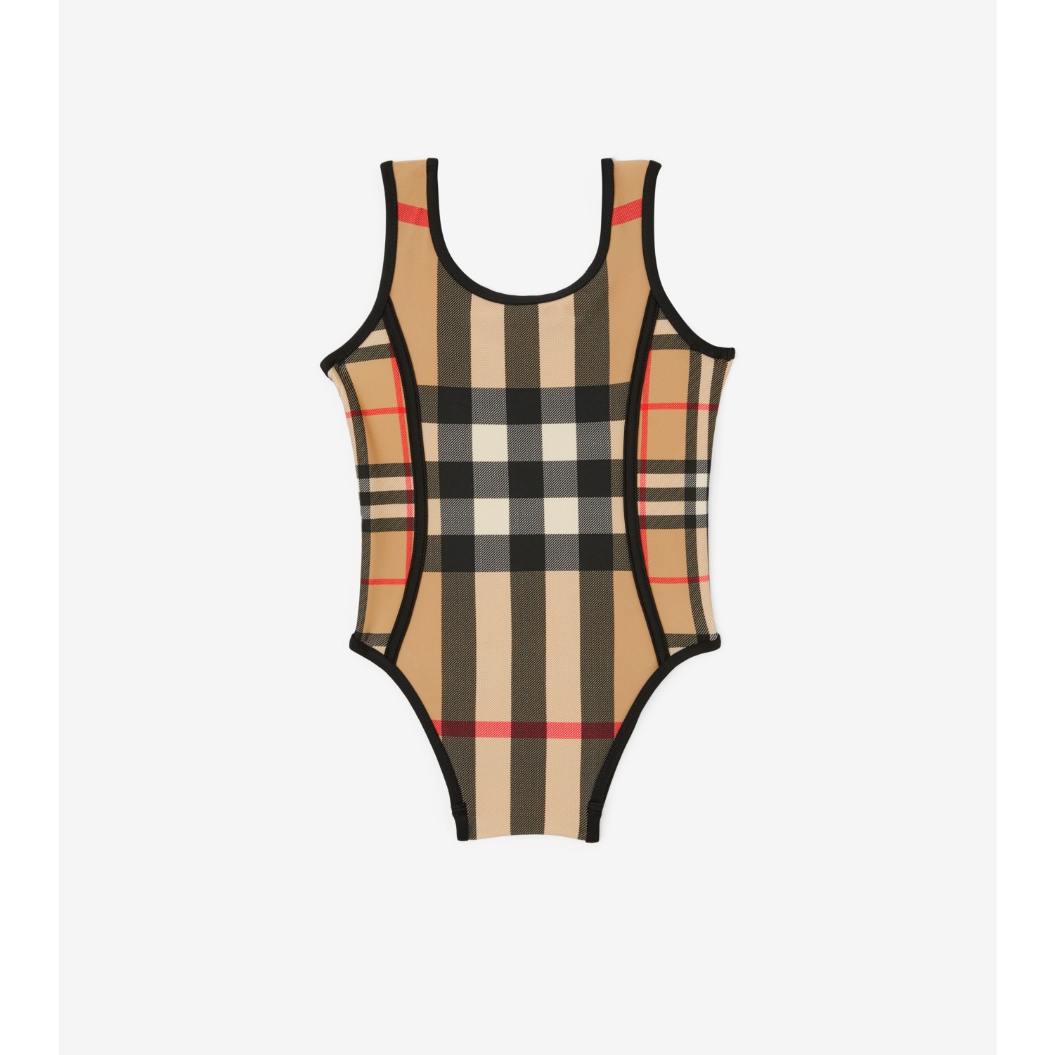 Maillot de bain en nylon stretch Check Beige d archive Enfant Site officiel Burberry