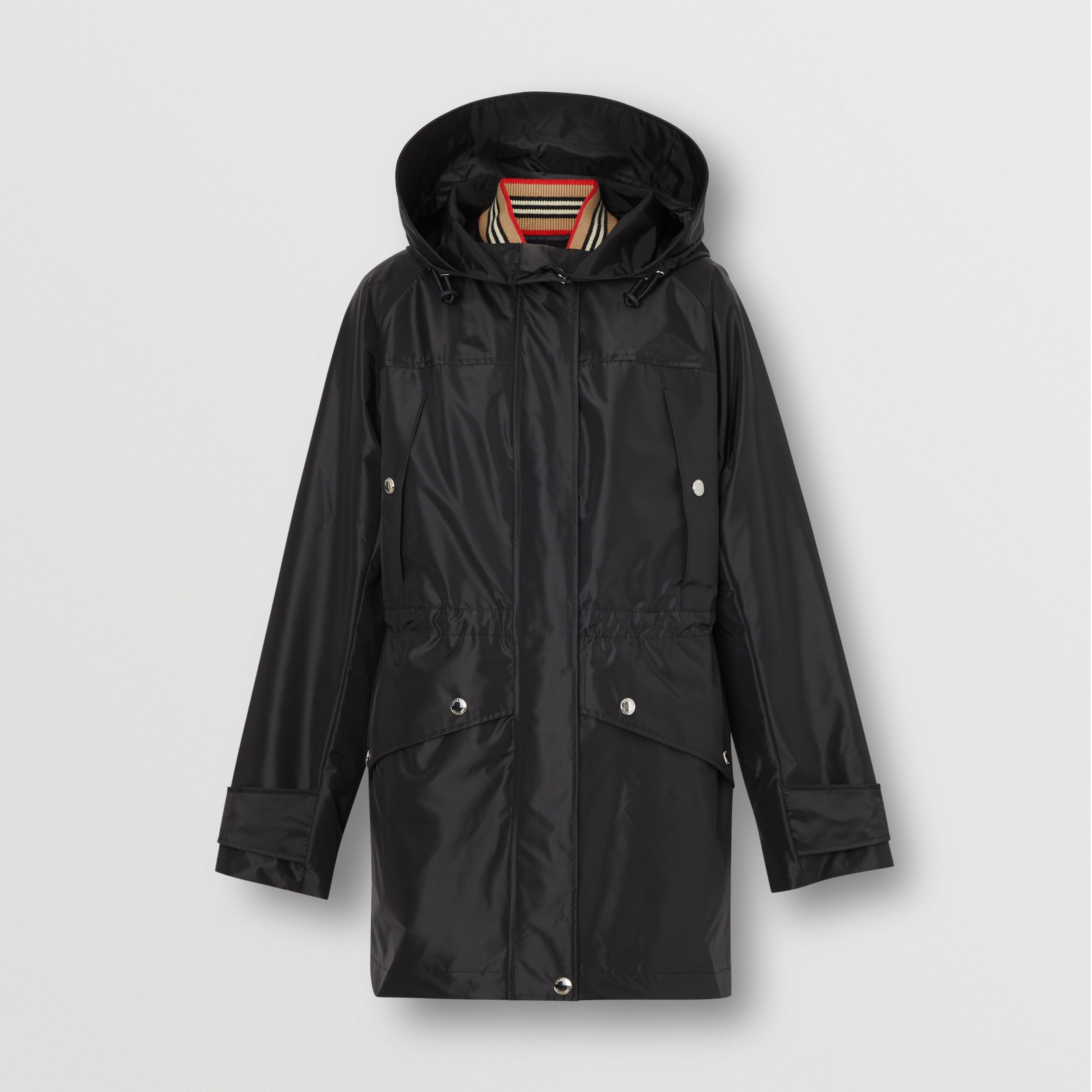hooded parka with detachable lining