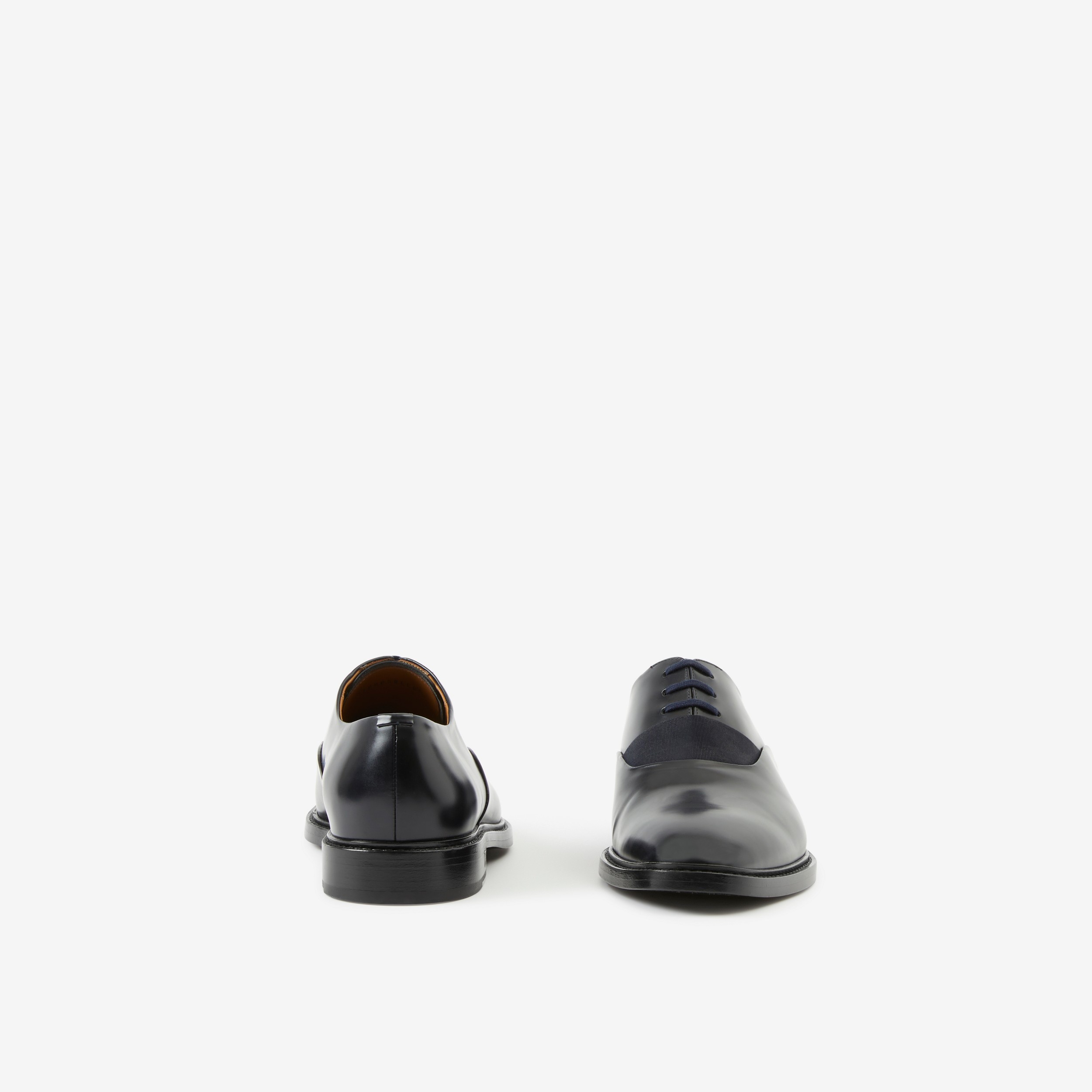 Ribbon Detail Leather Oxford Shoes in Navy - Men | Burberry® Official - 4