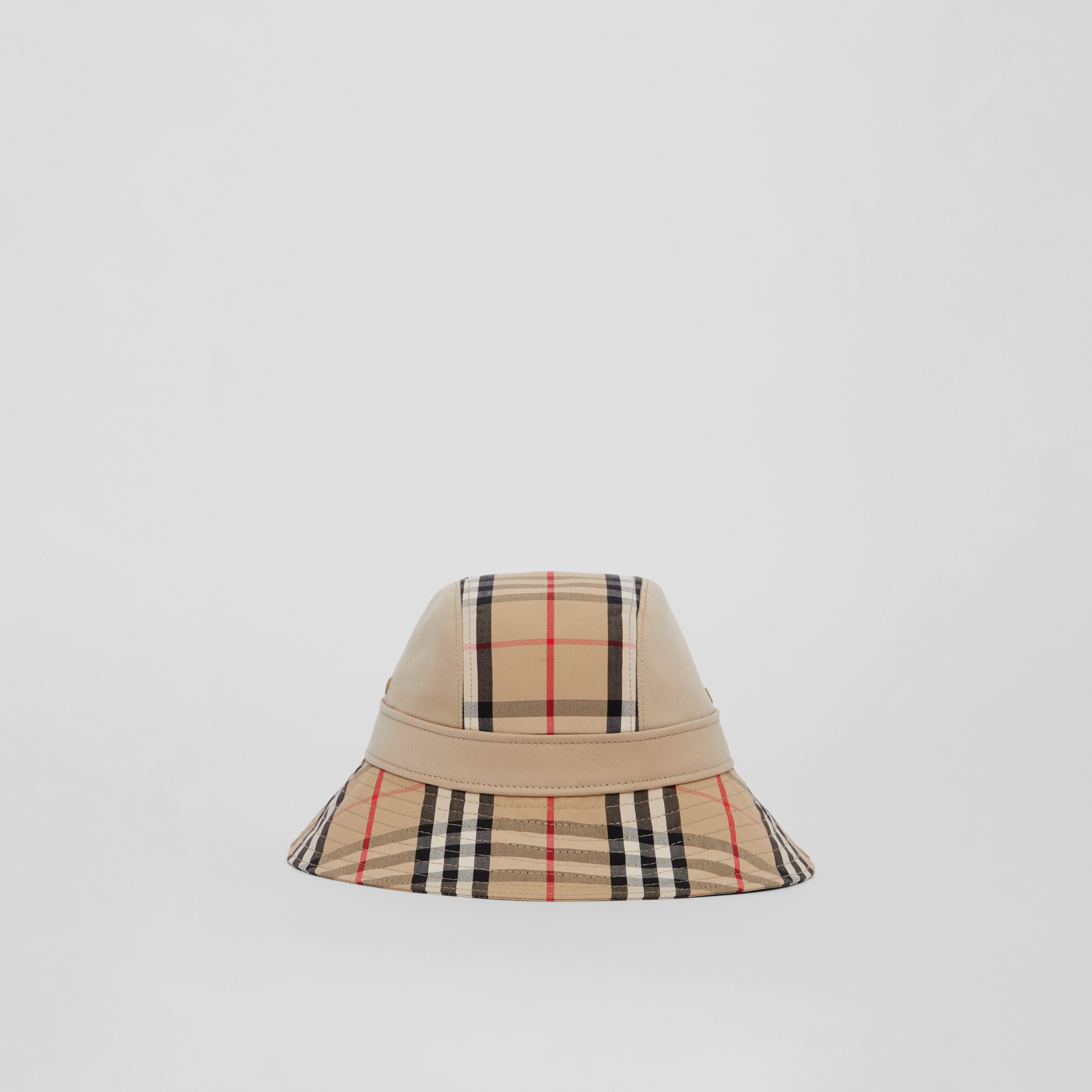 Vintage Check Panel Cotton Gabardine Bucket Hat in Honey Beige | Burberry® Official - 1