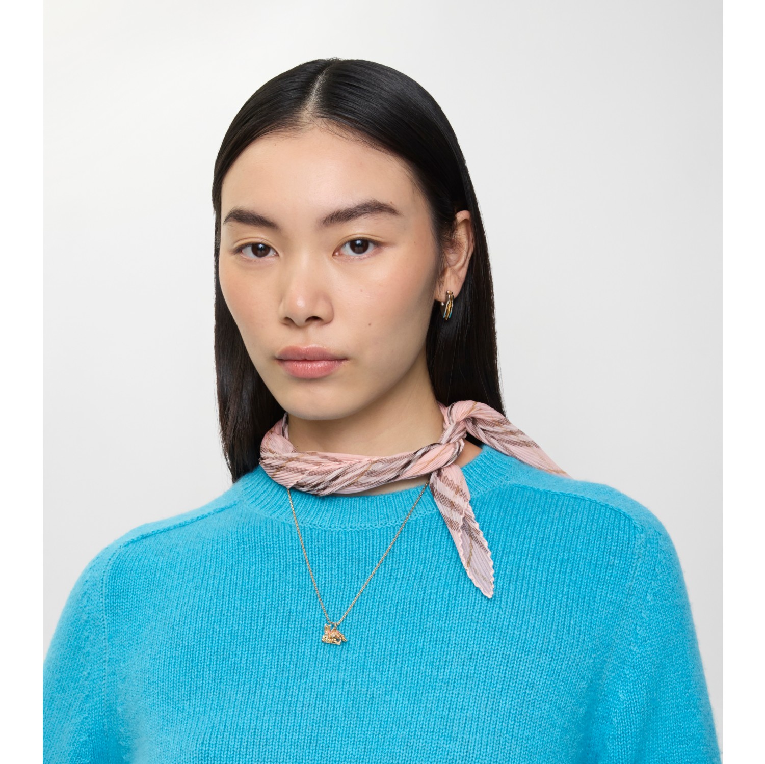 Check Silk Chiffon Scarf