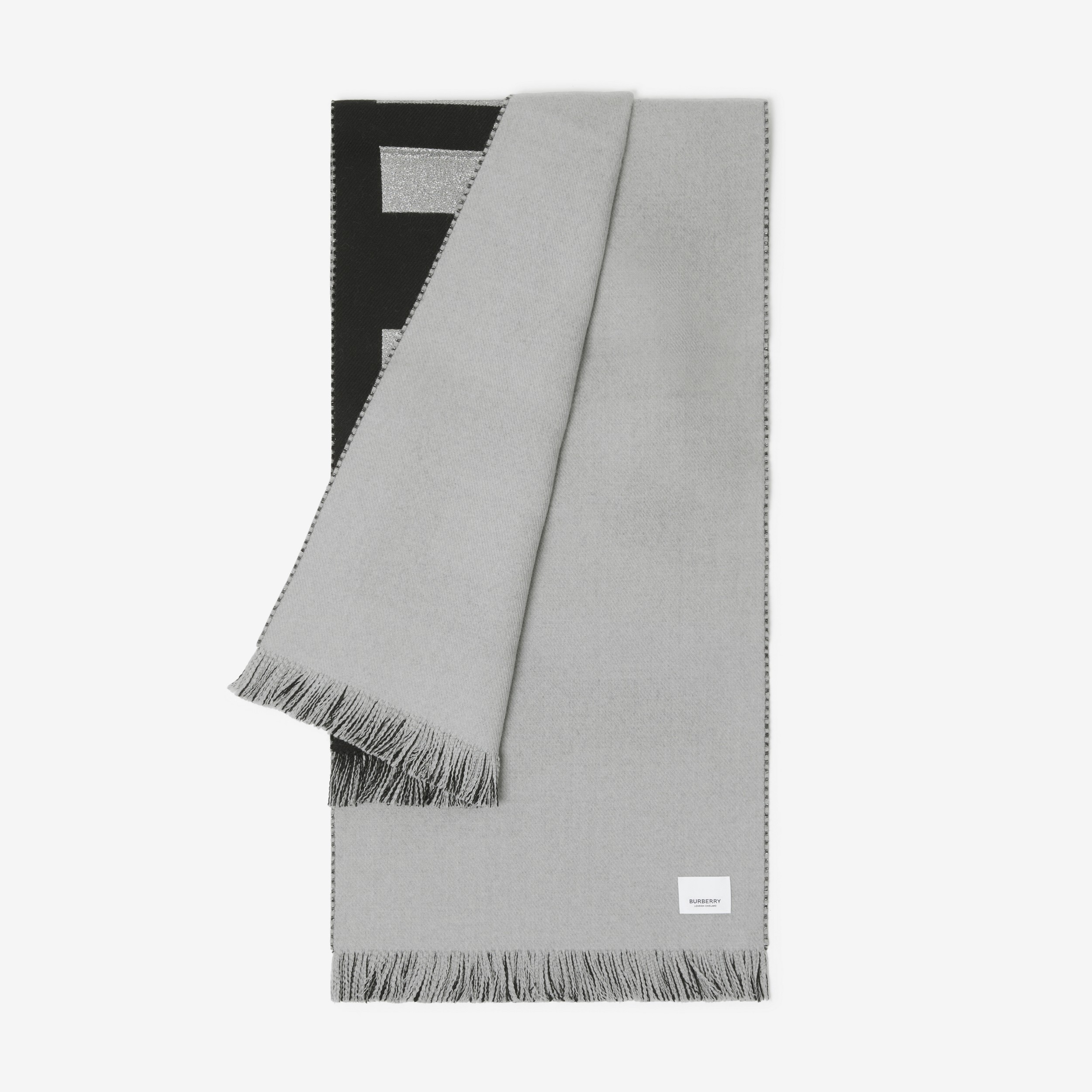 徽标羊毛混纺提花围巾 (黑色 / 灰色) | Burberry® 博柏利官网 - 3