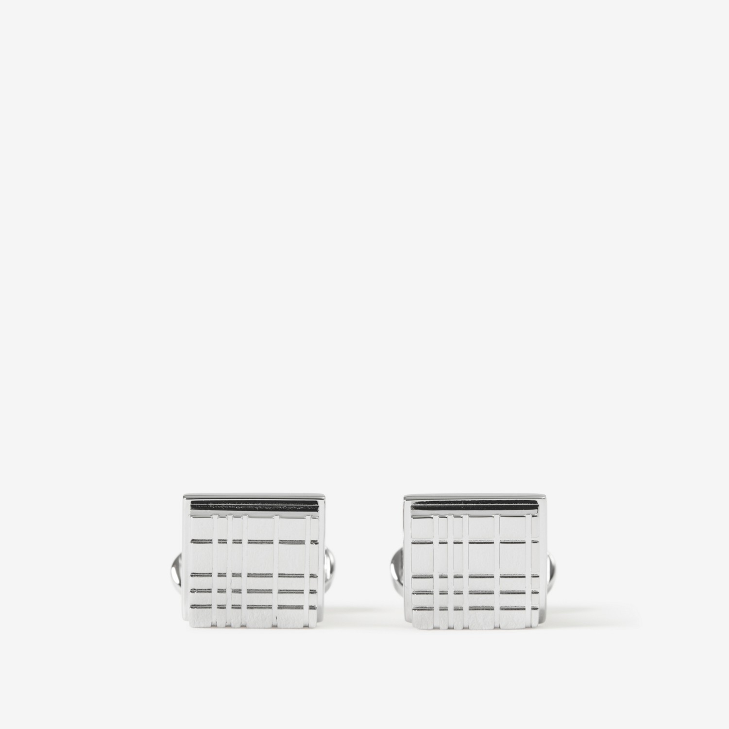 Gemelli quadrati placcati in palladio con incisione Check - Uomo | Sito ufficiale Burberry®
