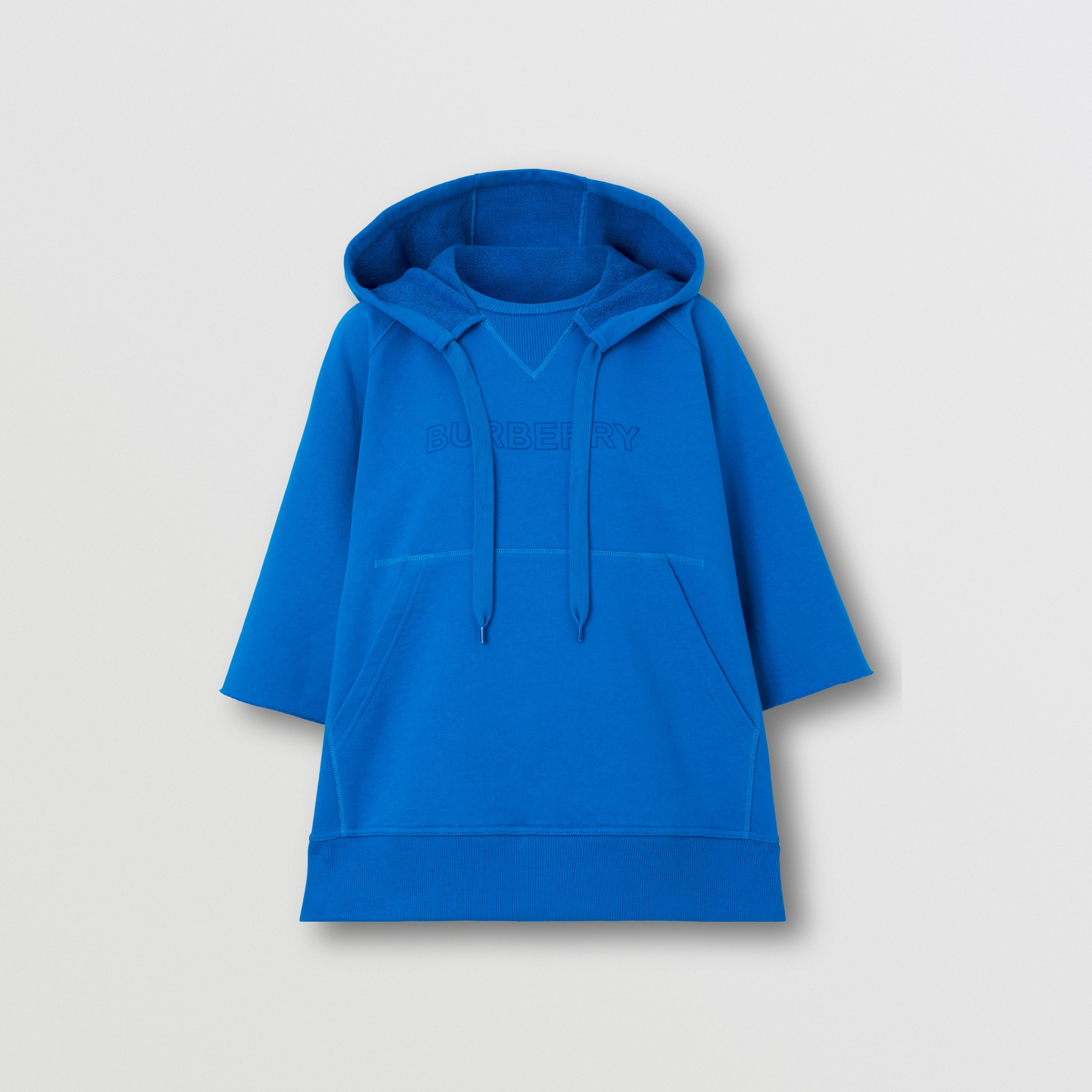 Logo Print Cotton Hoodie in Deep Marine Blue - Women | Burberry® Official - 4