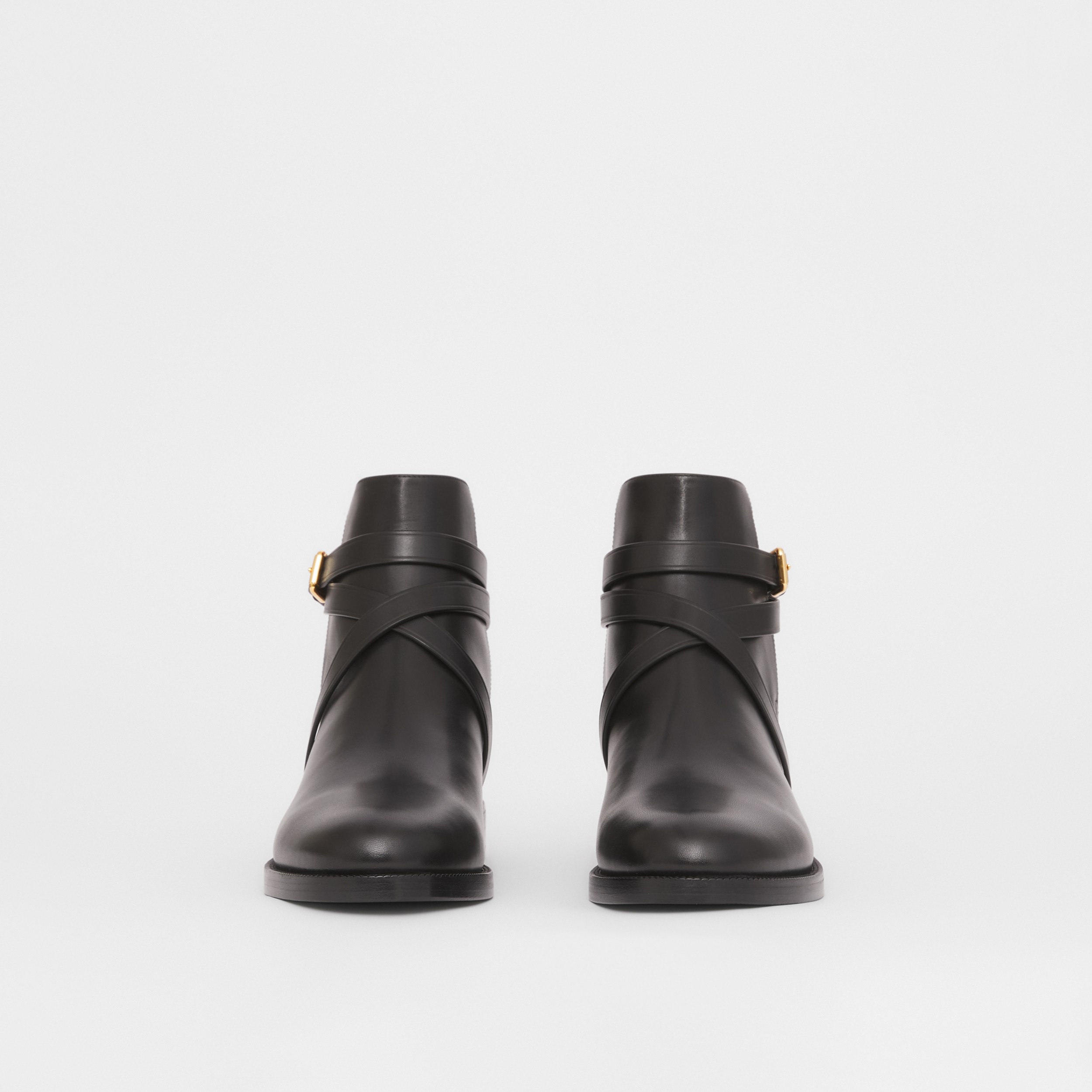 House Check and Leather Ankle Boots in Black/archive Beige - Women | Burberry® Official - 4
