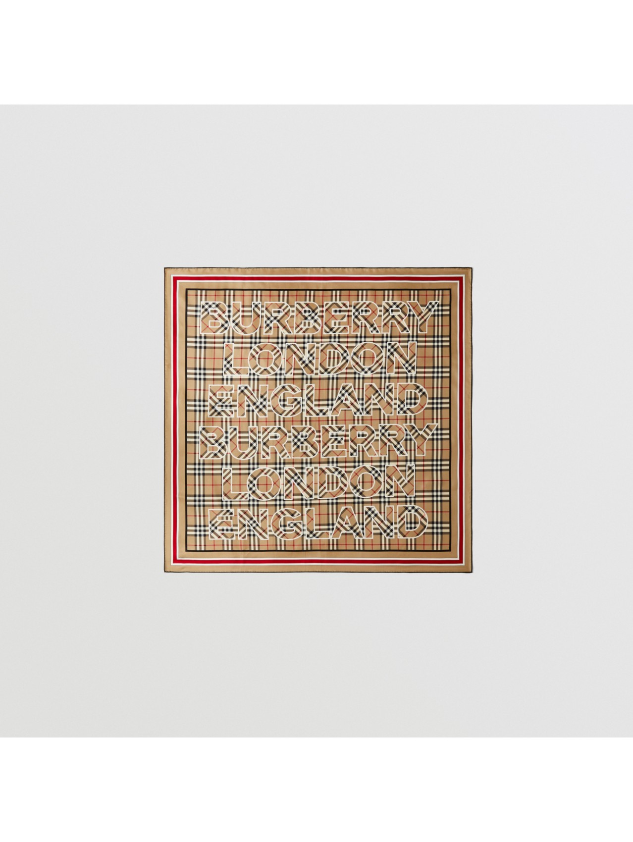 Vintage Check Logo Print Silk Square Scarf in Archive Beige