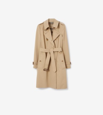 Mid-length Chelsea Heritage Trench Coat in Honey - Women, Cotton ...