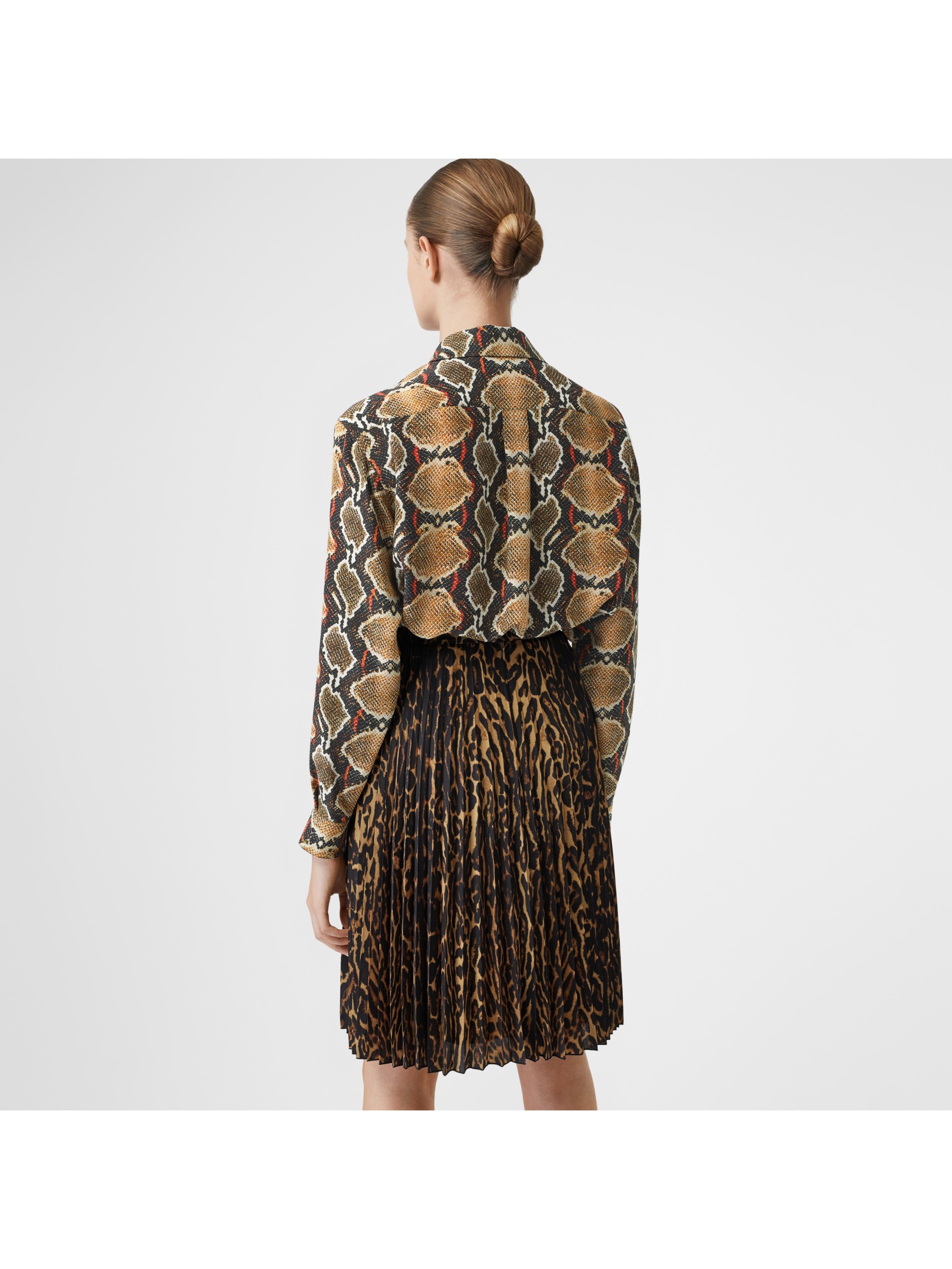 蟒纹印花丝质衬衫