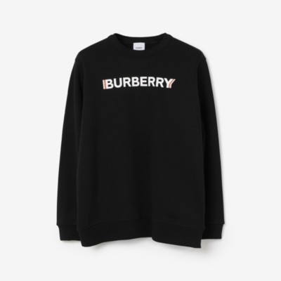 Logo Print Cotton Sweatshirt in Black - Men | Burberry® Official