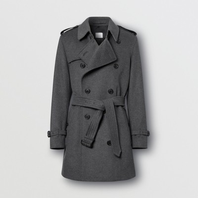 Wool Cashmere Trench Coat in Charcoal 