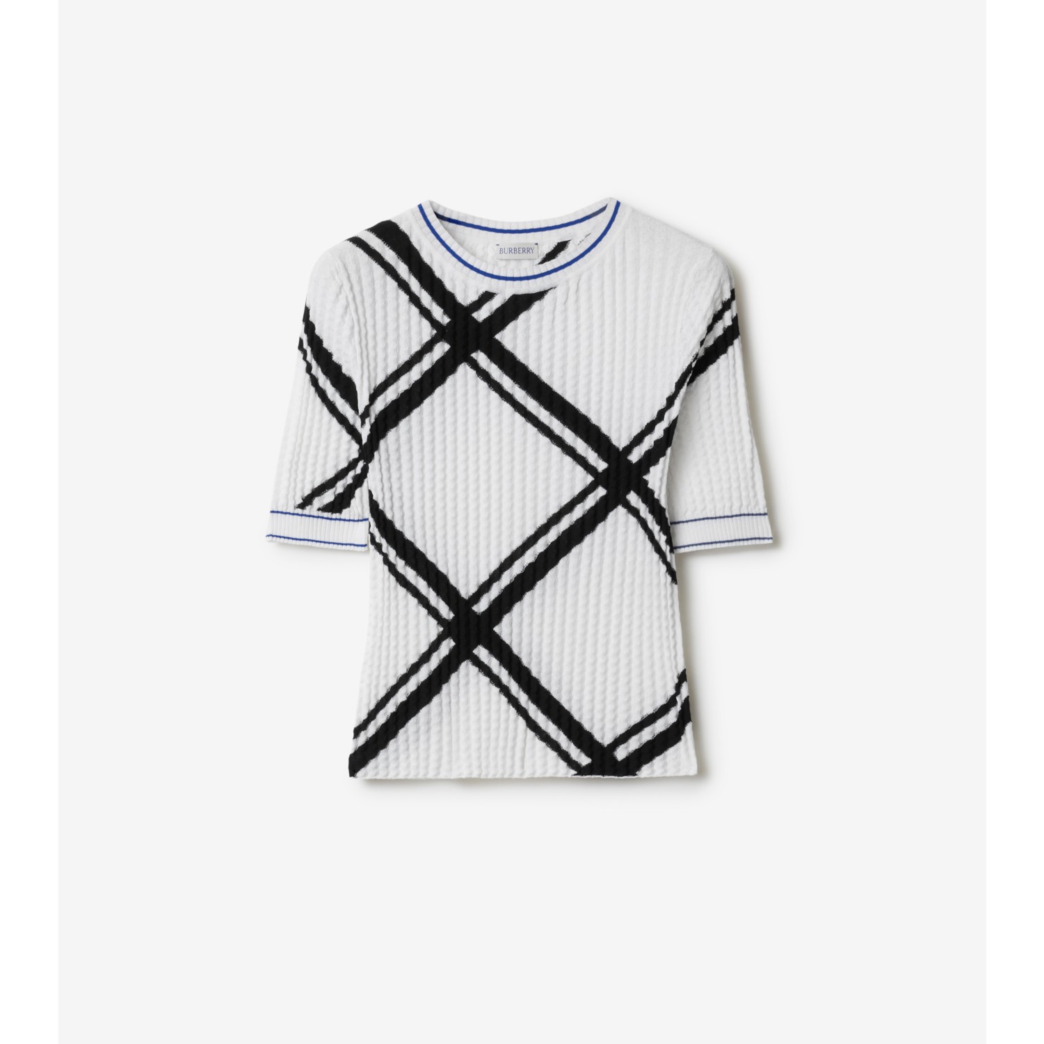 Check Cotton Top in Black/white - Women | Burberry® Official