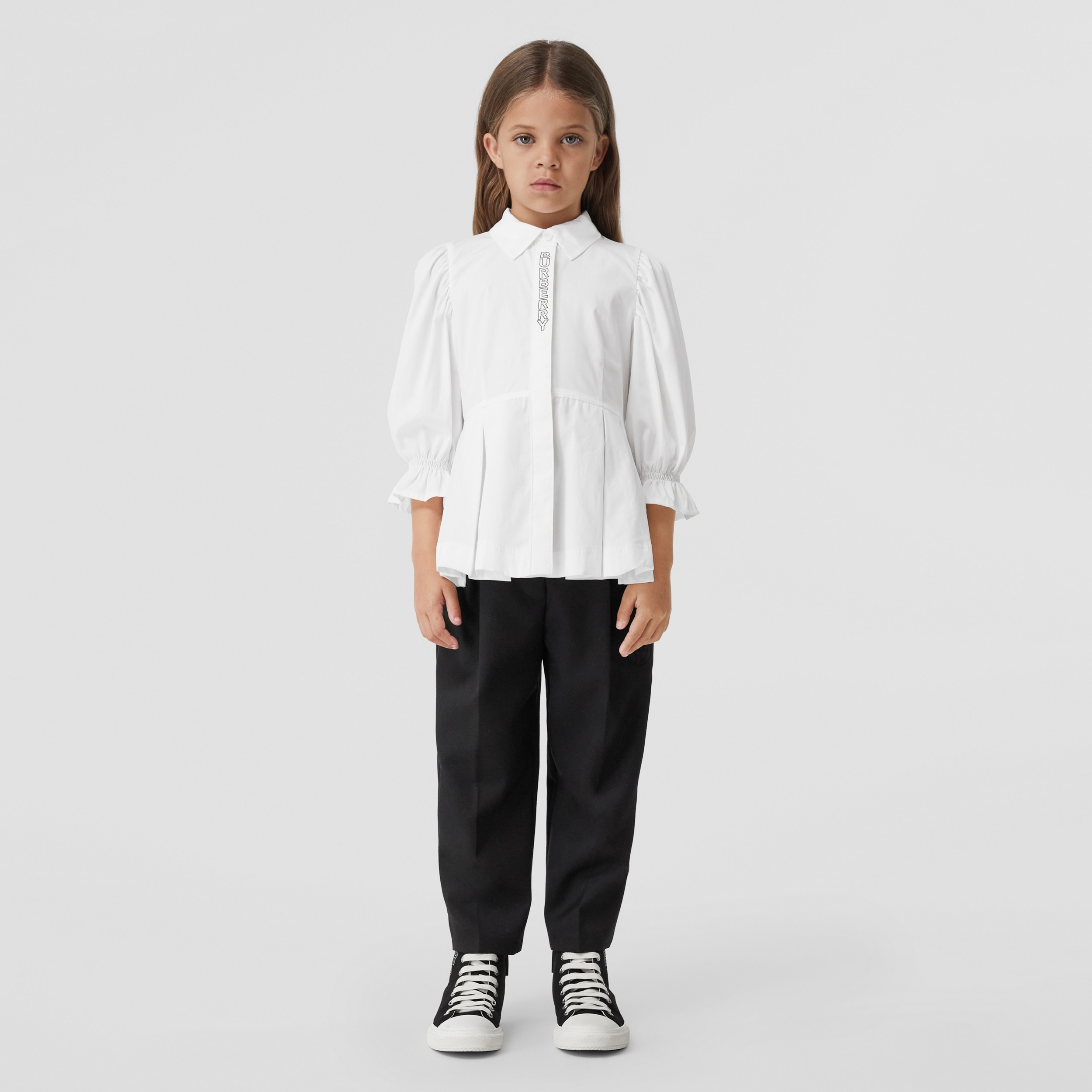 Monogram Motif Wool Blend Trousers in Black - Children | Burberry® Official - 3