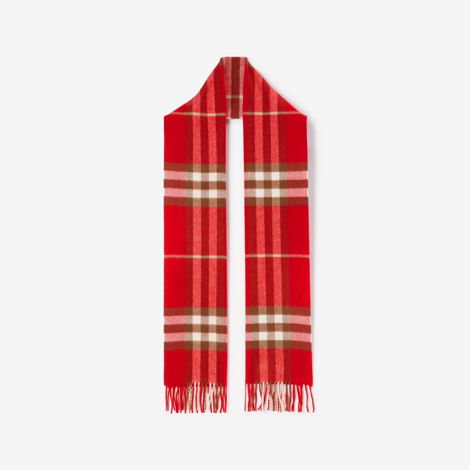 Burberry 格纹羊绒围巾 (红色) | Burberry® 博柏利官网