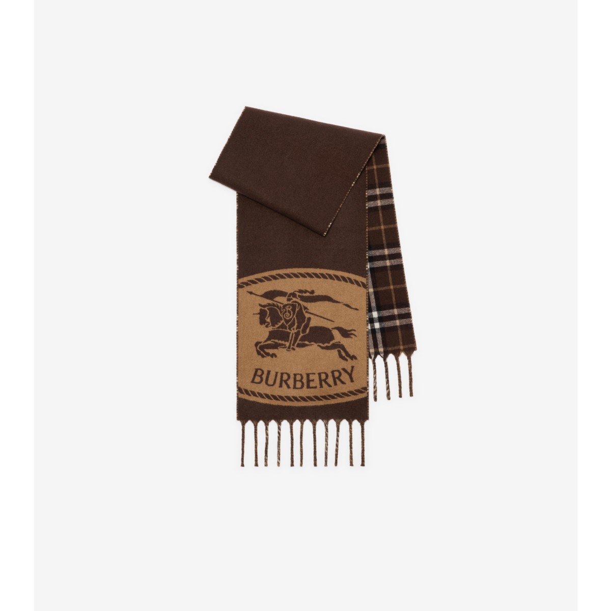 Burberry Reversible Knight Stamp Scarf In Brown