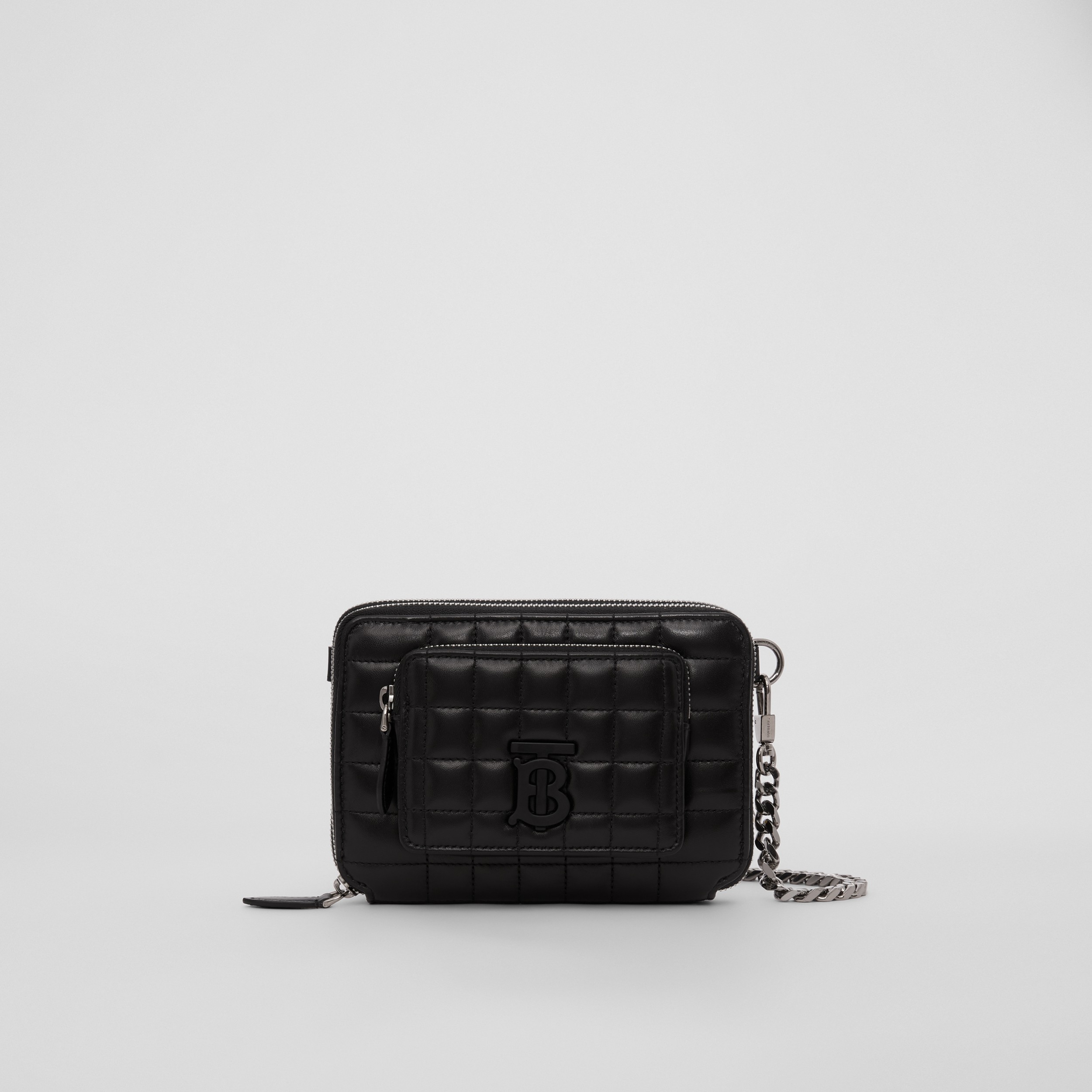 Monogram Motif Quilted Leather Crossbody Bag in Black - Men | Burberry® Official - 1