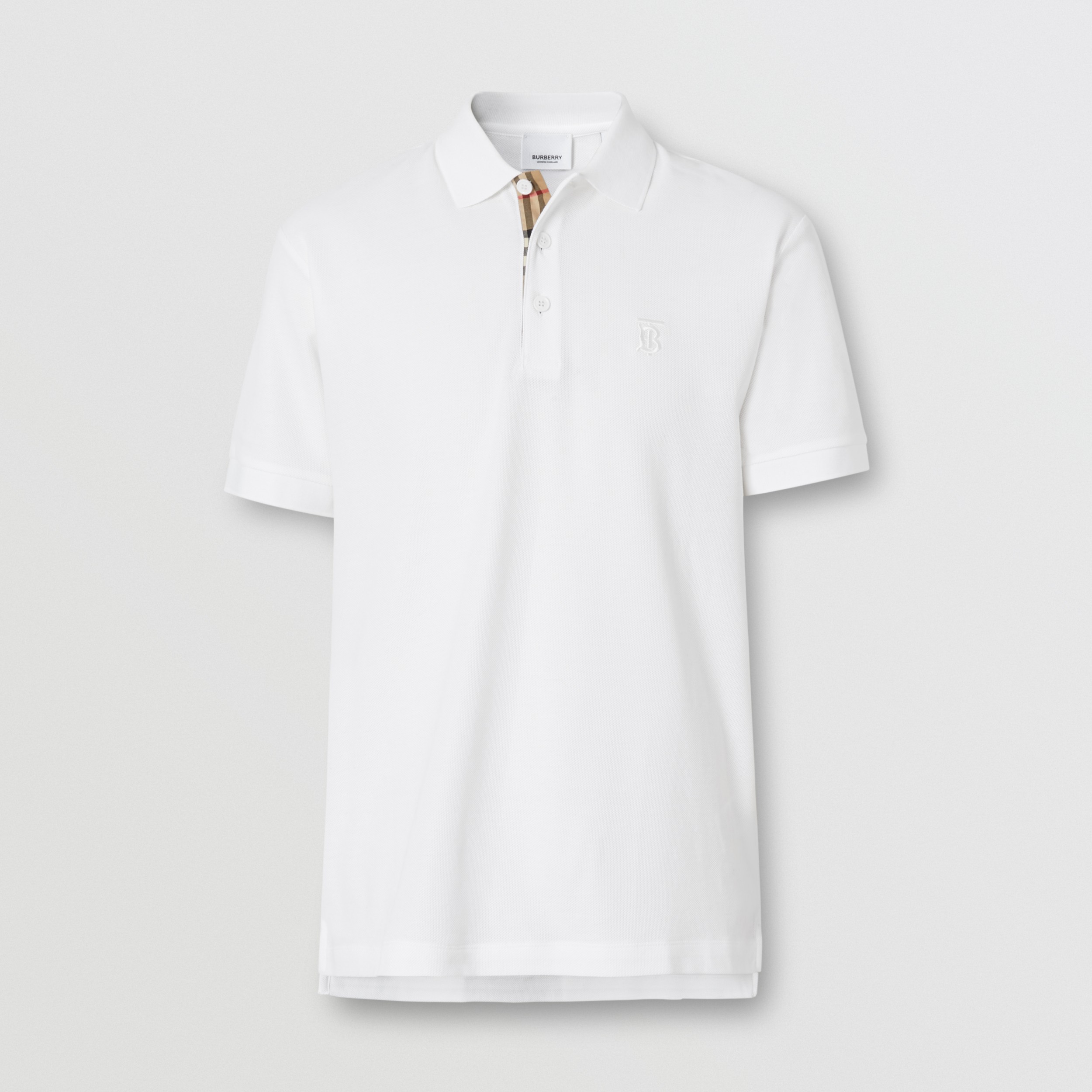 Monogram Motif Piqué Polo Shirt in White - Men | Burberry® Official