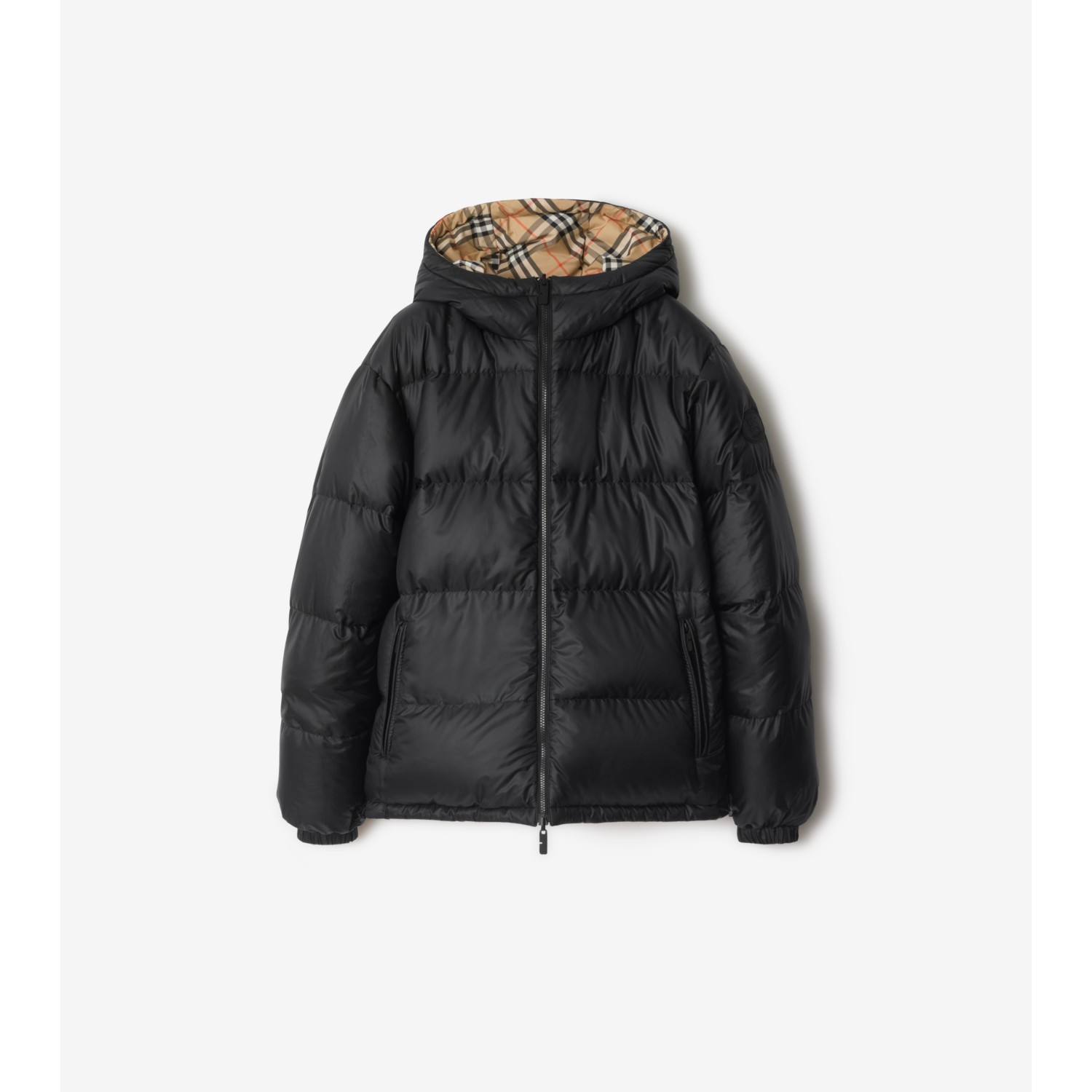 Reversible Check Hooded Puffer Jacket