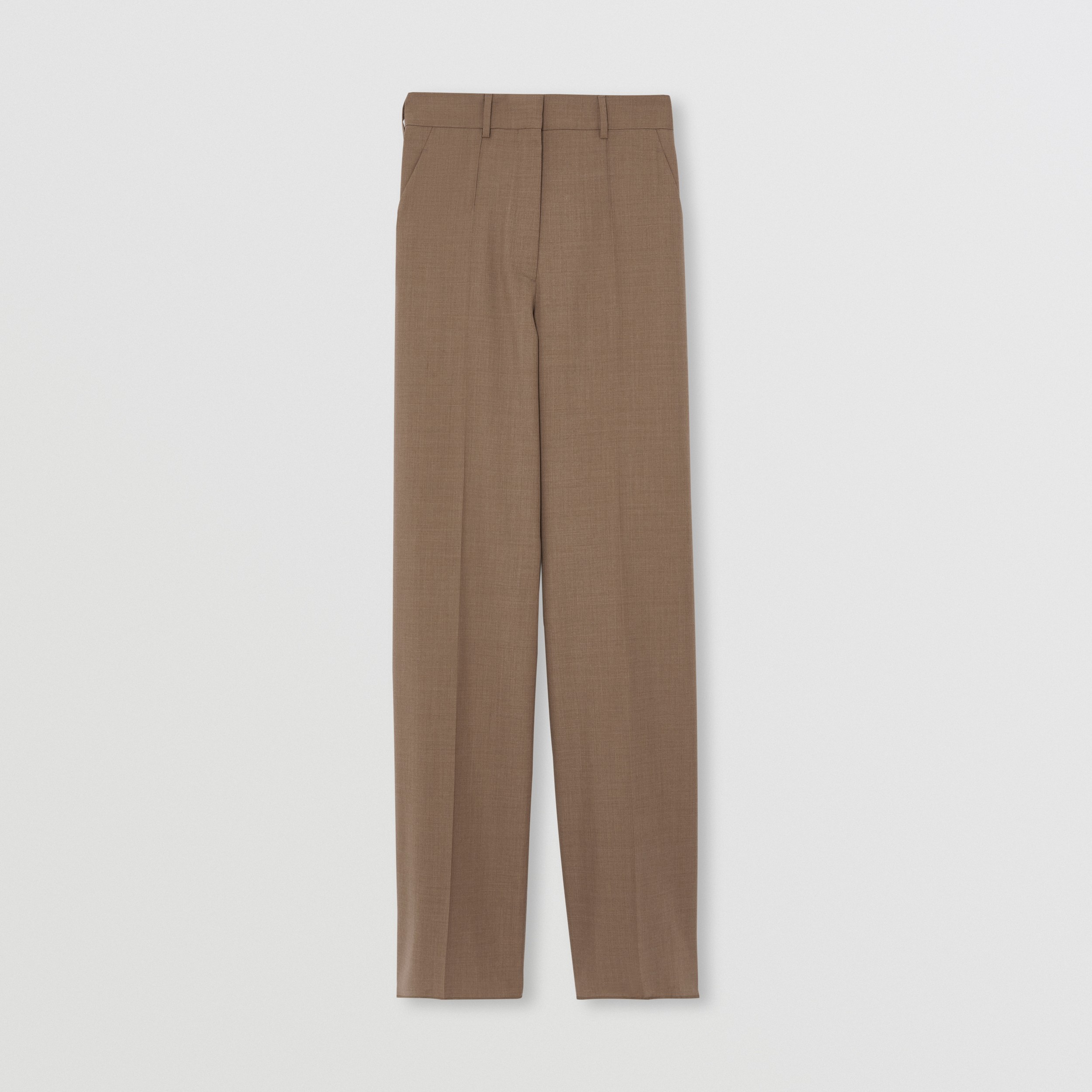 Calças estilo pantalona de lã (Taupe Escuro) - Mulheres | Burberry® oficial - 4