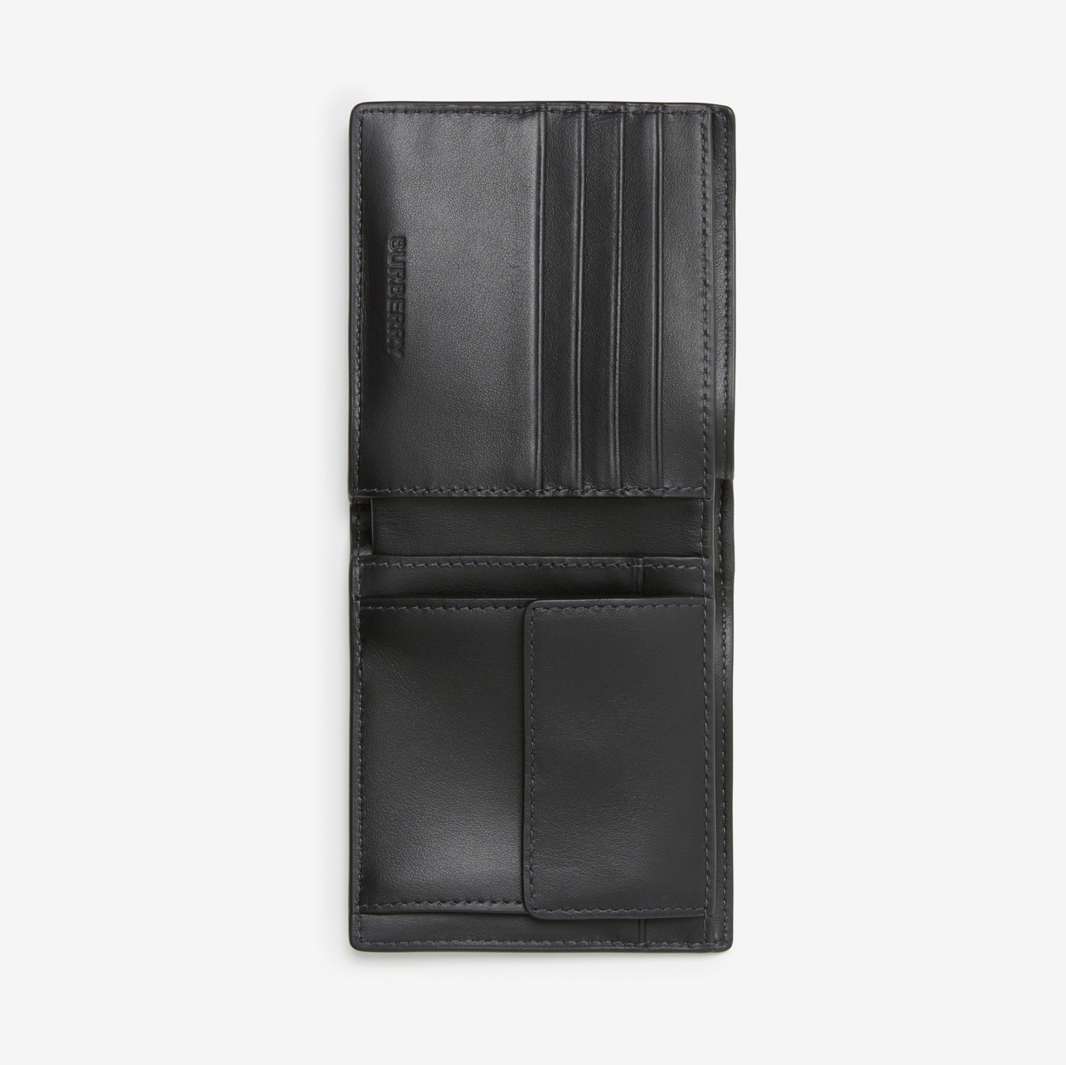 Check and Leather Bifold Coin Wallet in Charcoal - Men | Burberry® Official