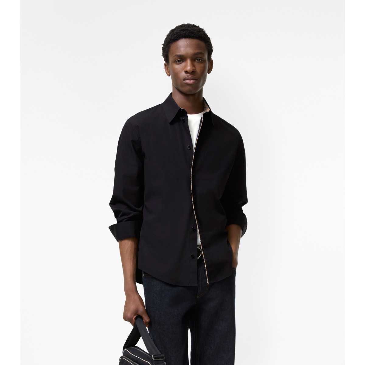  Check Piping Cotton Poplin Shirt