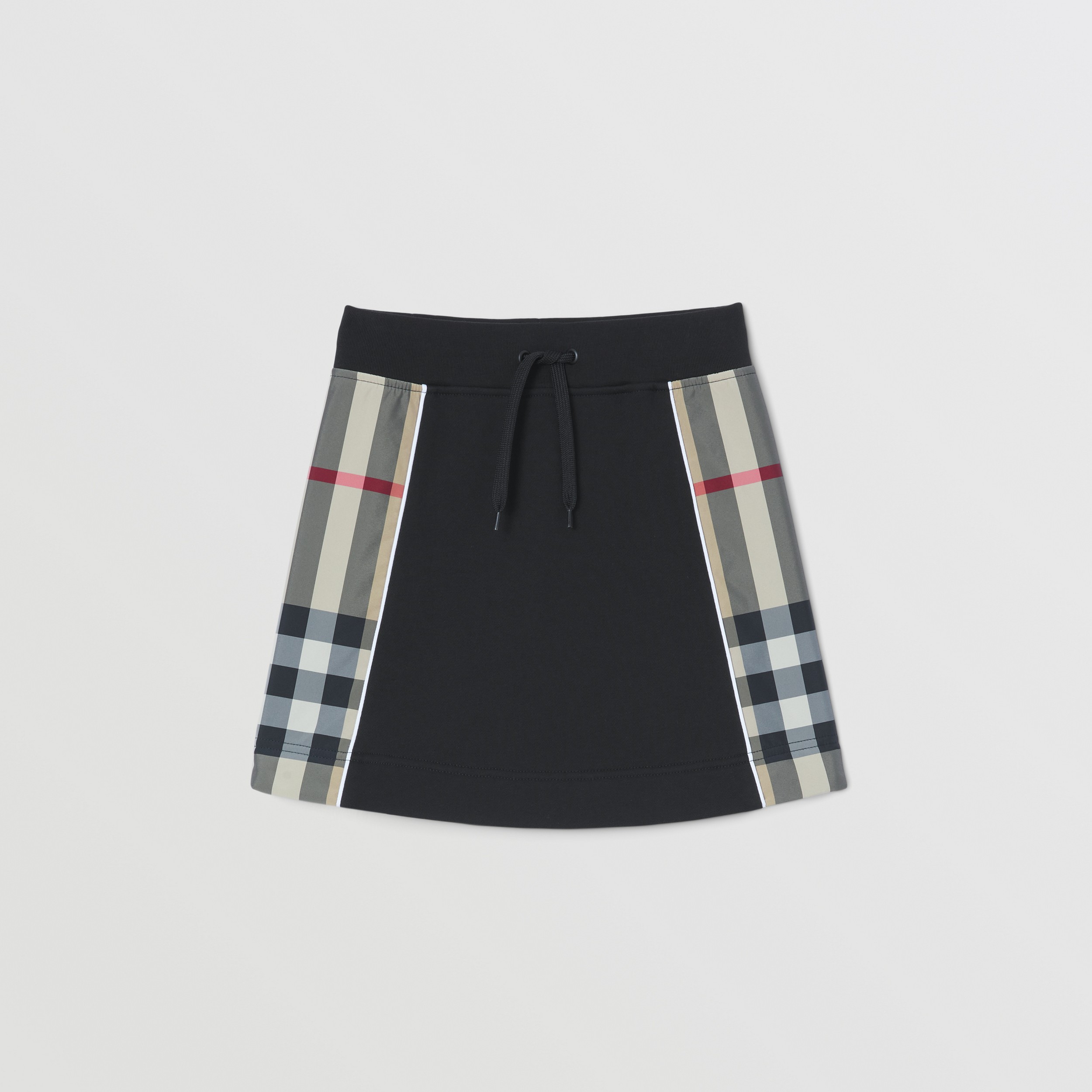 Check Panel Cotton Skirt in Black | Burberry® Official - 1