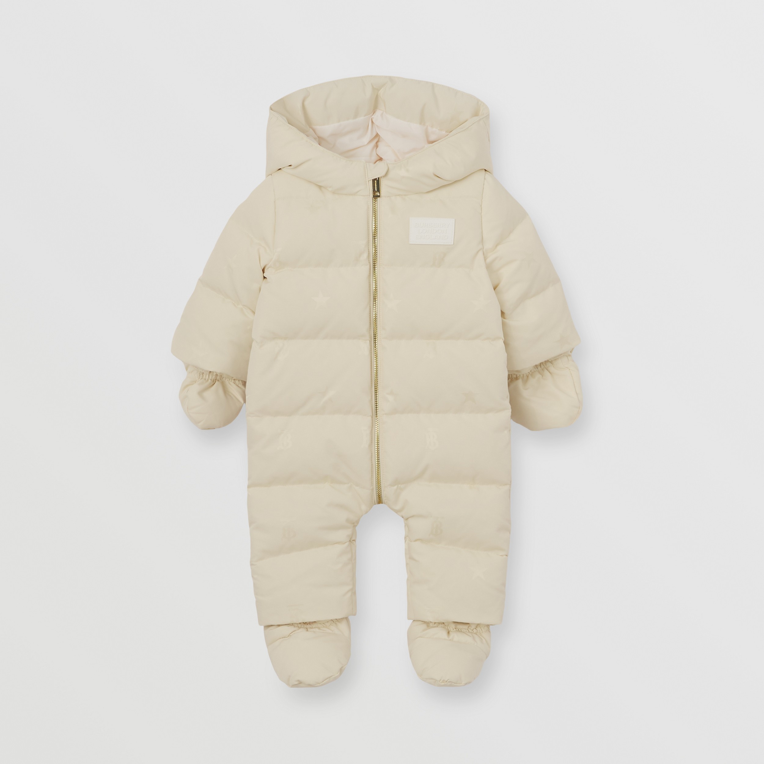 Star and Monogram Motif Nylon Puffer Suit in Pale Cream - Children | Burberry® Official - 1