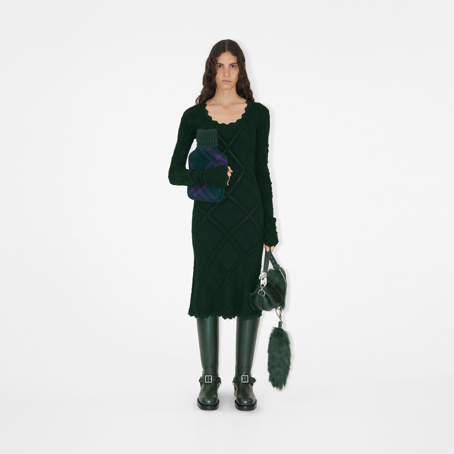 Aran Knit Dress in Vine - Women | Burberry® Official