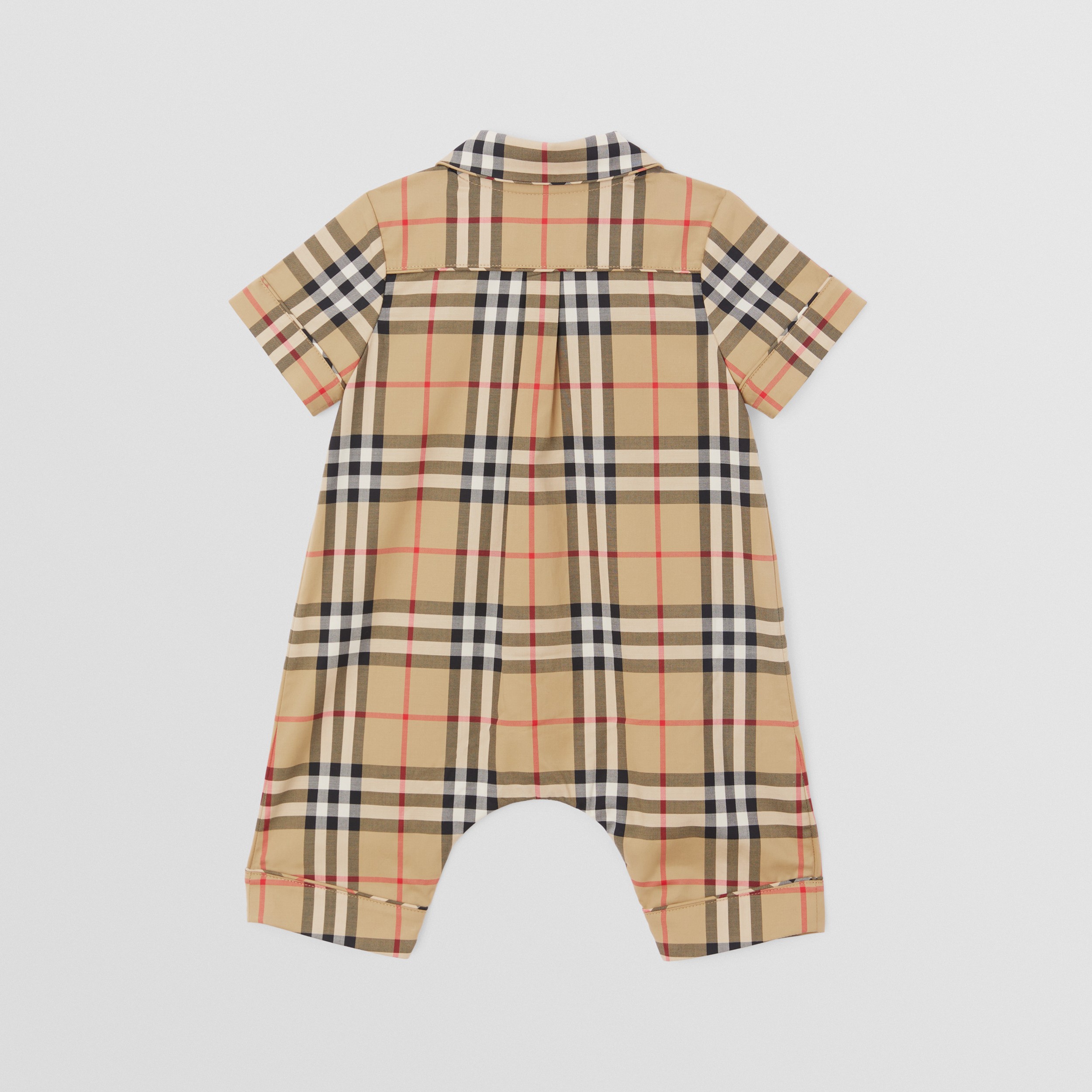 Vintage Check Stretch Cotton Playsuit in Archive Beige - Children | Burberry® Official - 4