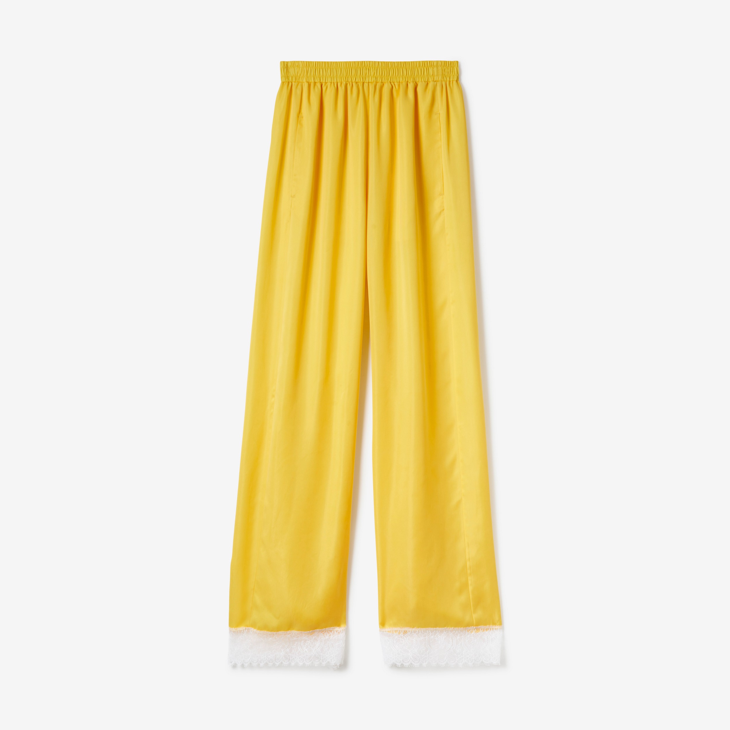 Pantalones de pernera ancha en raso (Amarillo Diente  León) - Mujer | Burberry® oficial - 1