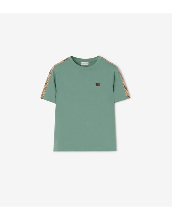Check Trim Cotton T-shirt