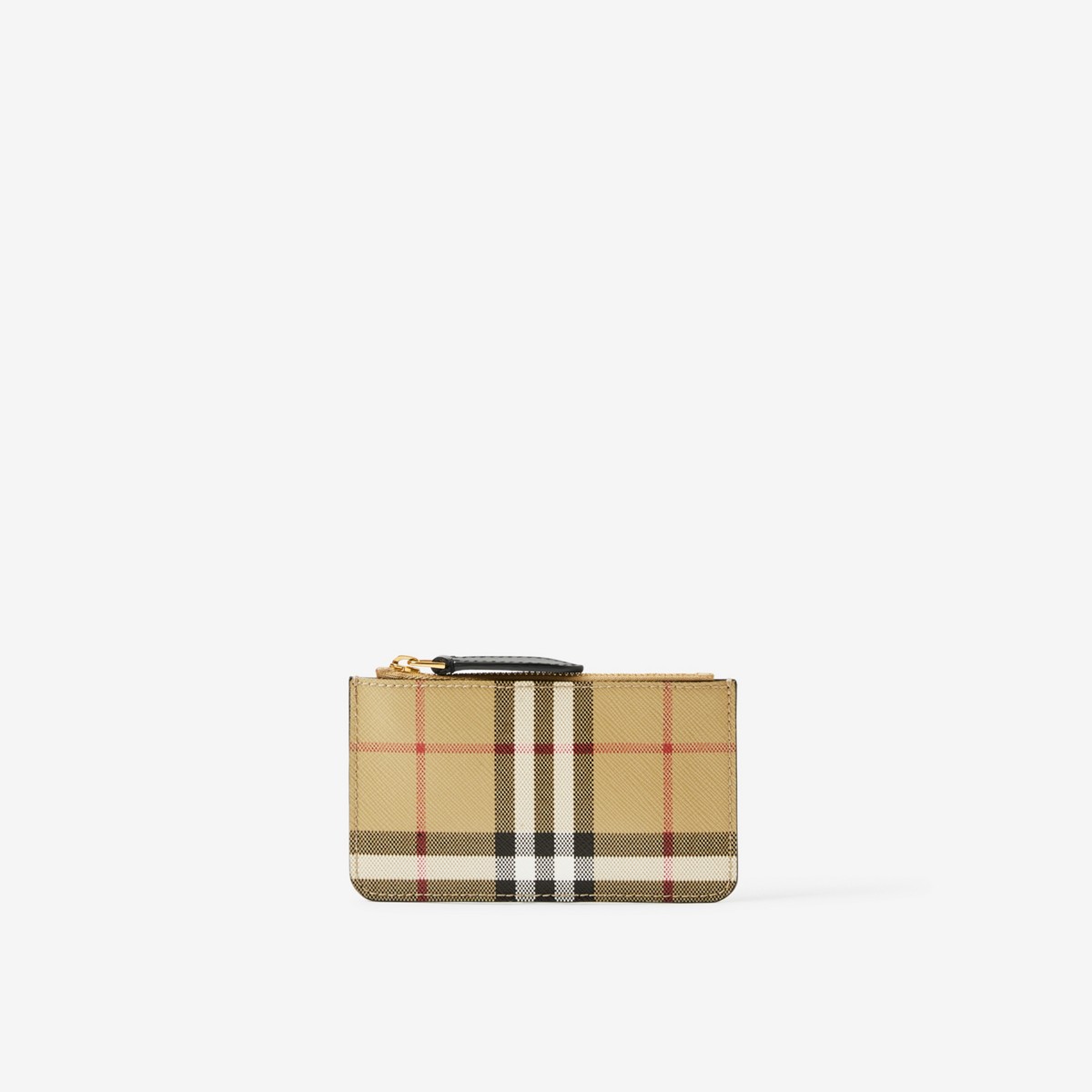 Burberry Check Coin Case With Strap In Archive Beige