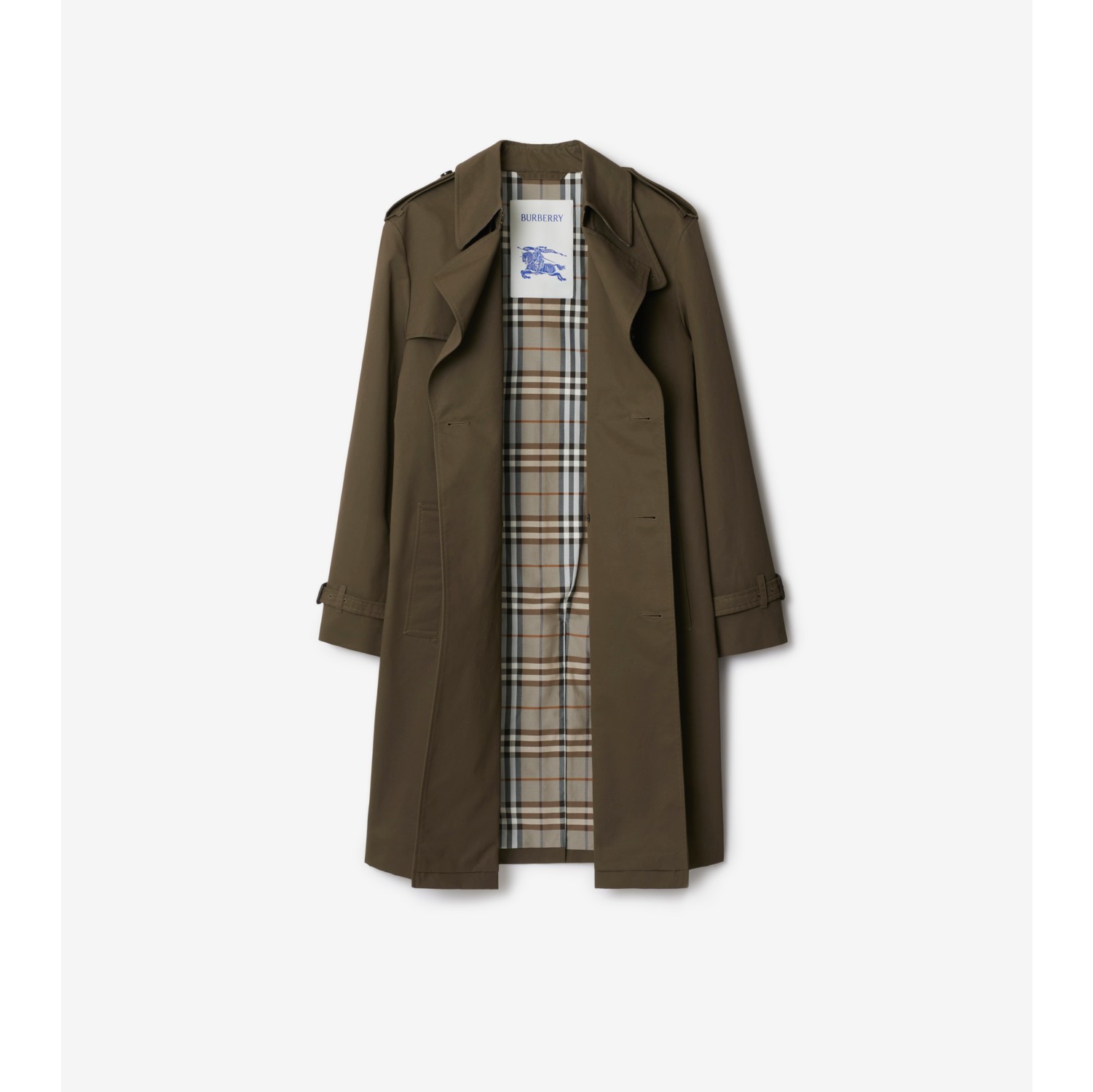 Langer Trenchcoat aus Baumwolle und Nylon