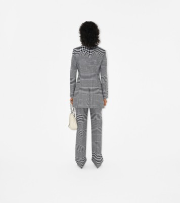 Warped Houndstooth Wool Jacket In Monochrome - Women, Nylon | Burberry ...