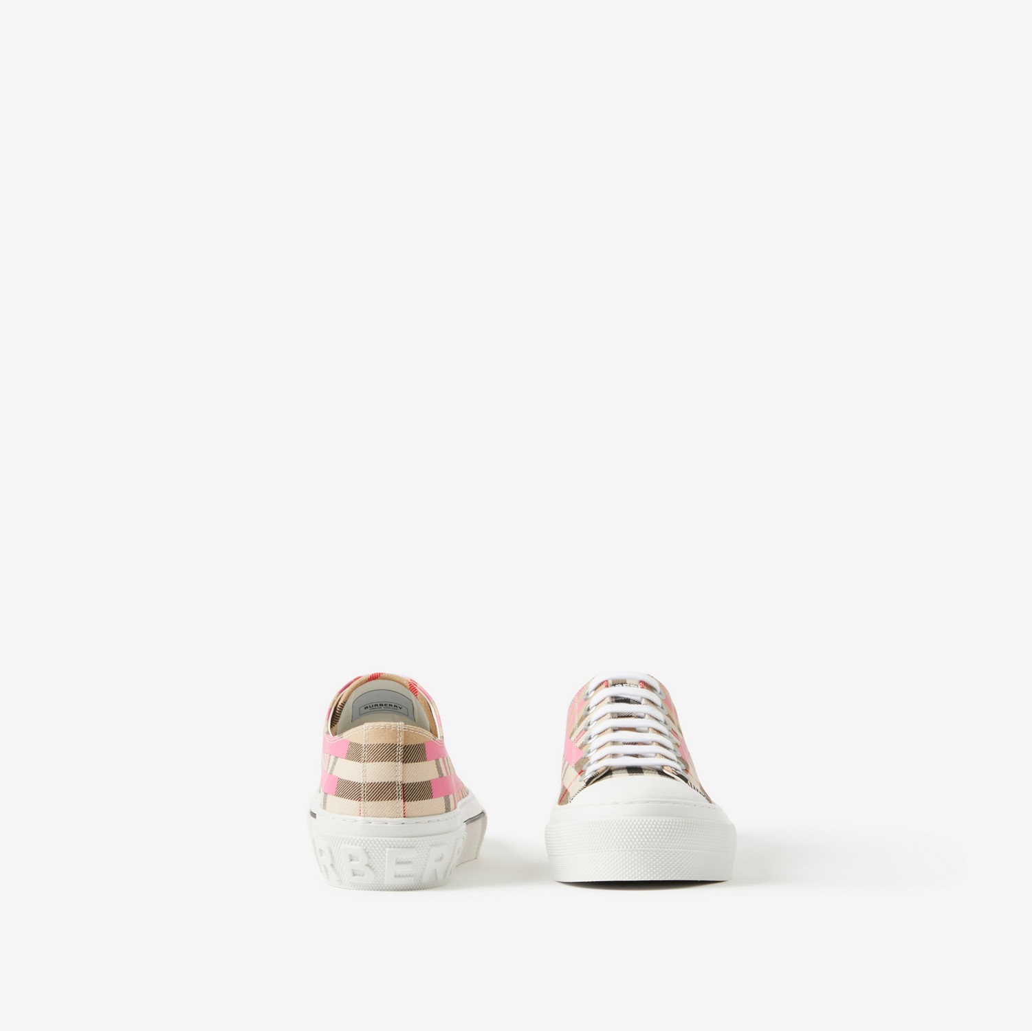 Check Cotton Sneakers in Archive Beige/pink - Women | Burberry® Official