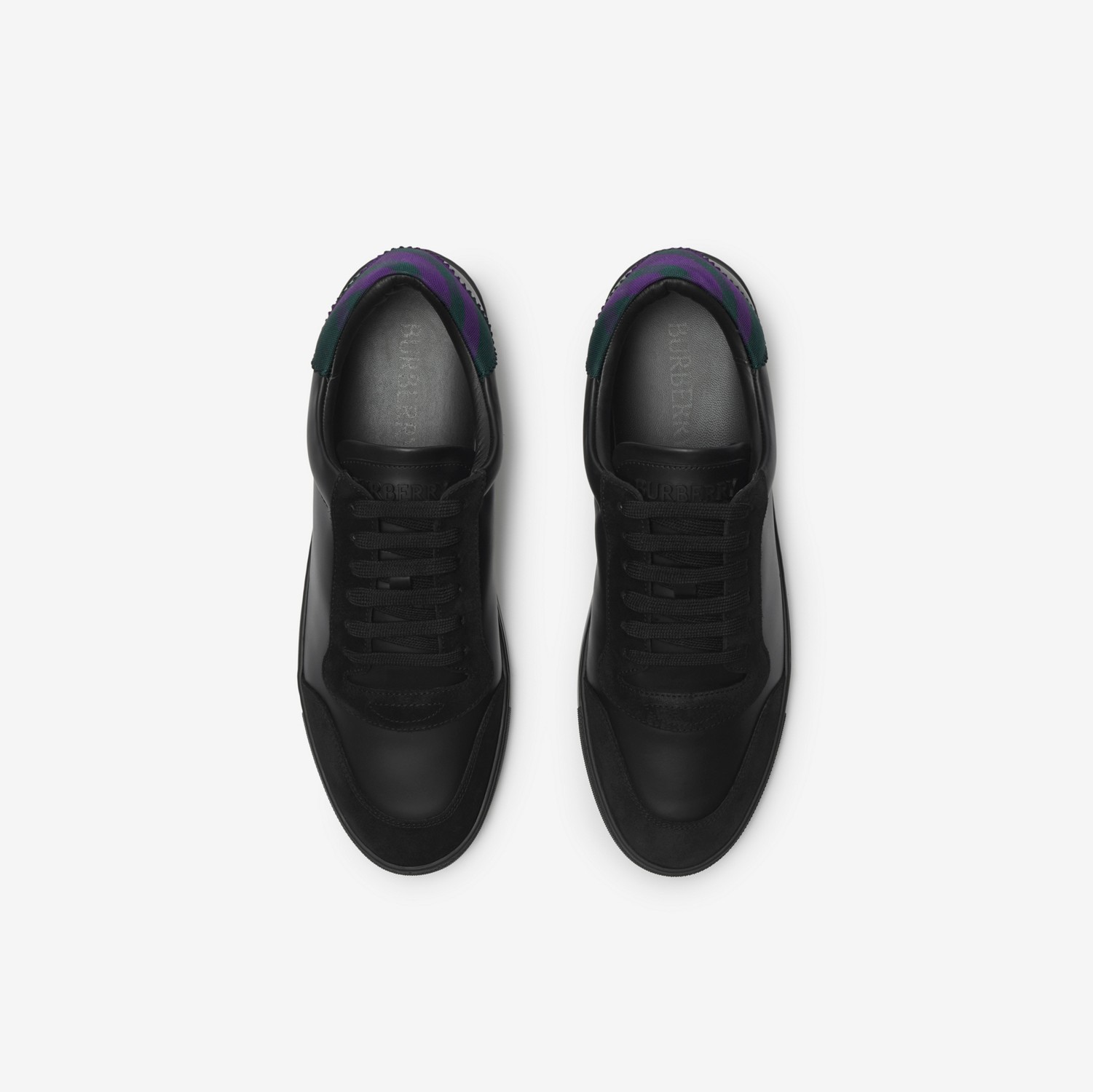 Zapatillas deportivas en piel y algodón Check (Negro/royal) - Hombre | Burberry® oficial