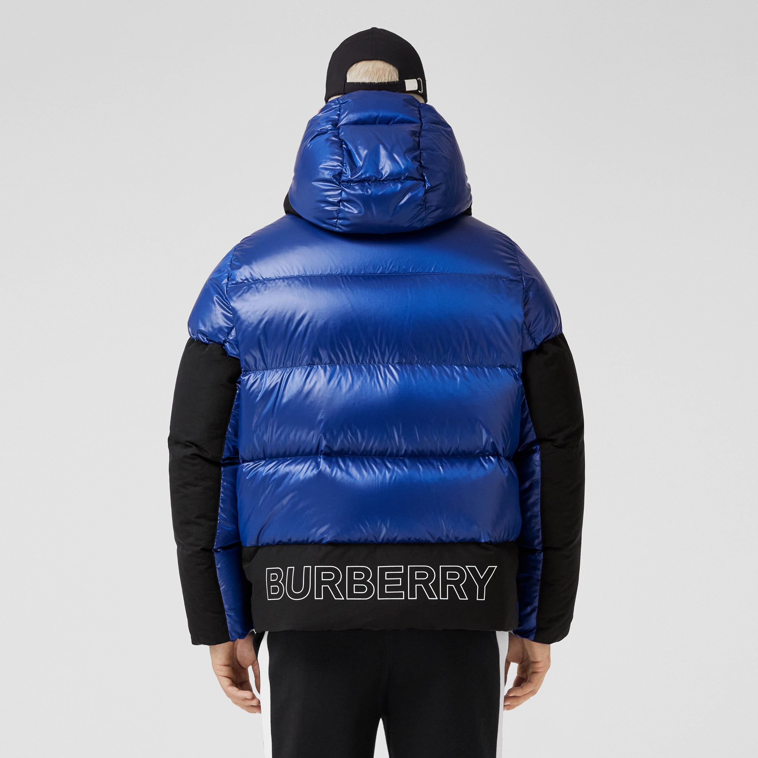 Logo Print Nylon Oversized Hooded Puffer Jacket in Deep Royal Blue - Men | Burberry® Official - 3