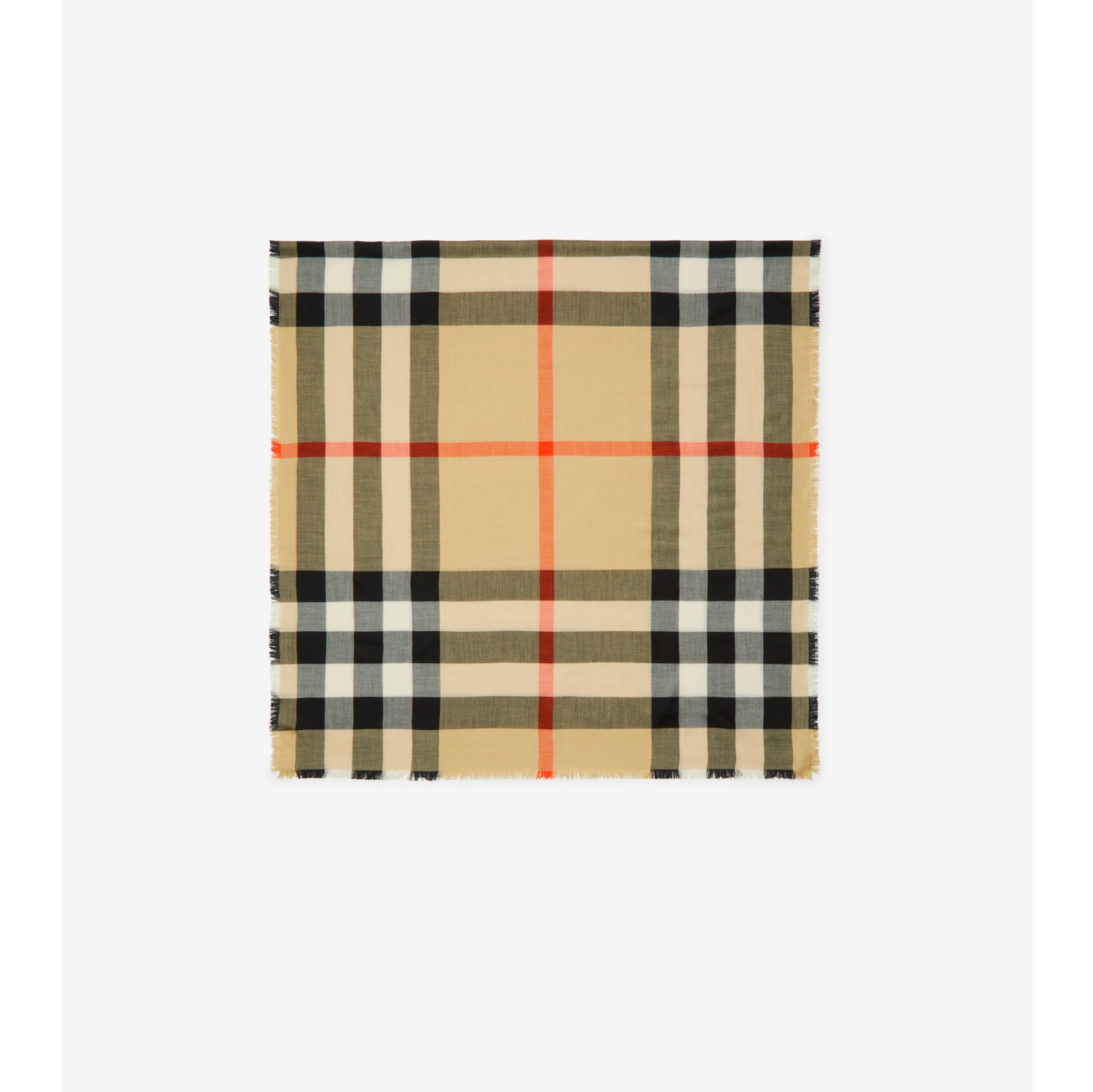 Check Cashmere Silk Scarf in Sand Burberry Official