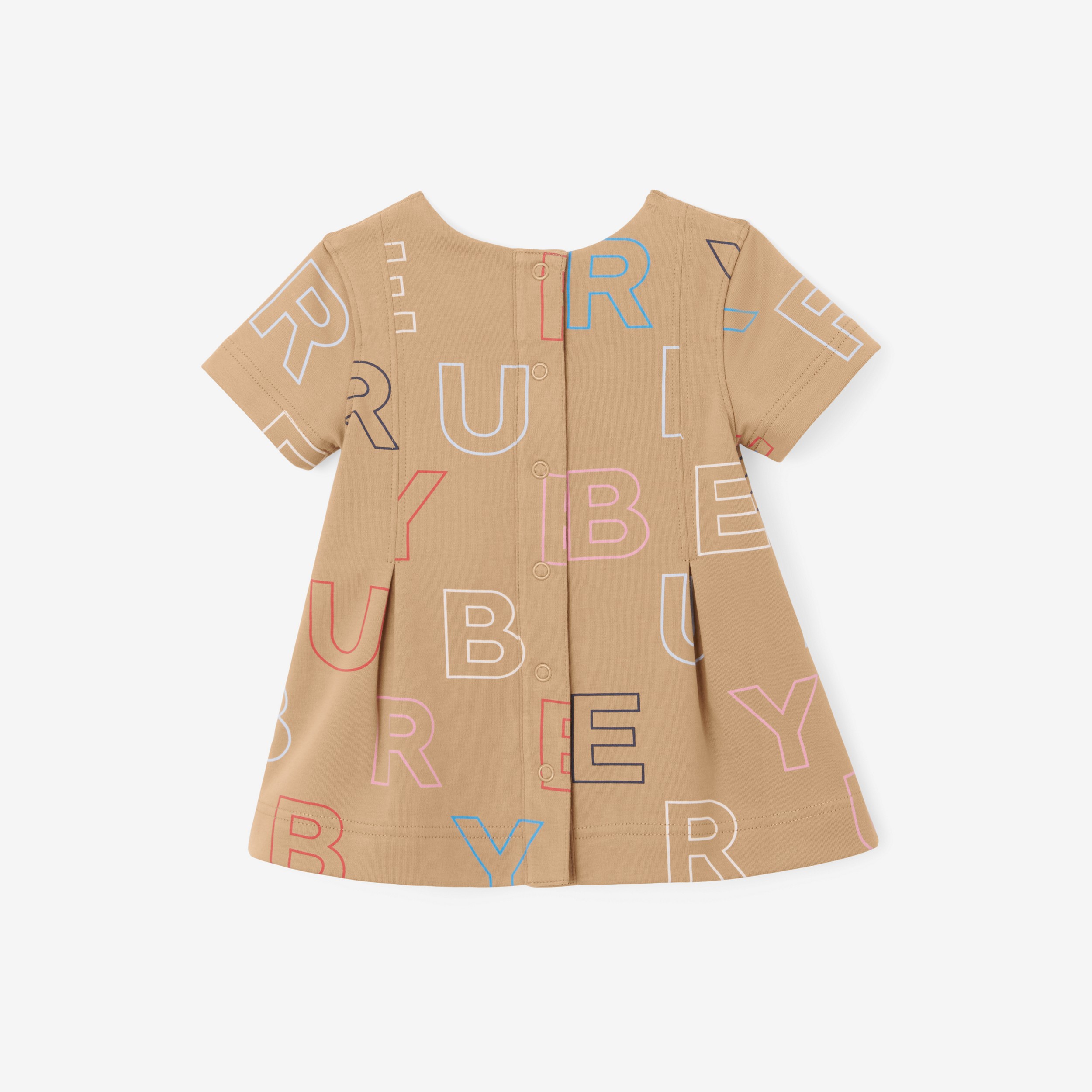 Vestido com estampa de logotipo e calcinha - Exclusividade online (Bege Clássico) - Crianças | Burberry® oficial - 3