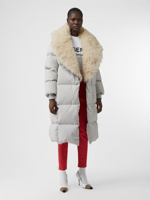 BURBERRY Detachable Shearling Collar Down-filled Puffer Coat