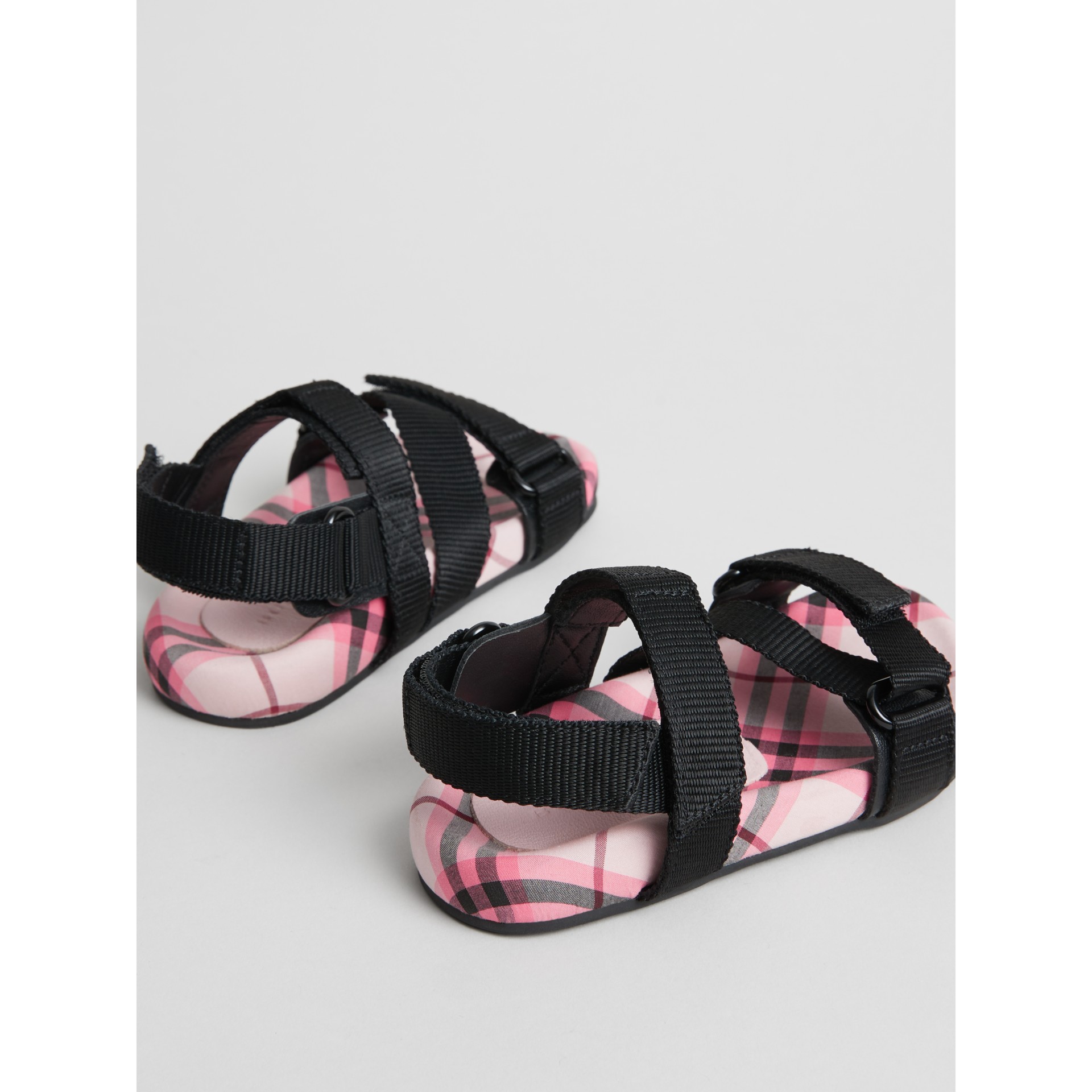 Ripstop Strap Check Cotton Sandals in Bright Rose Children Burberry United States