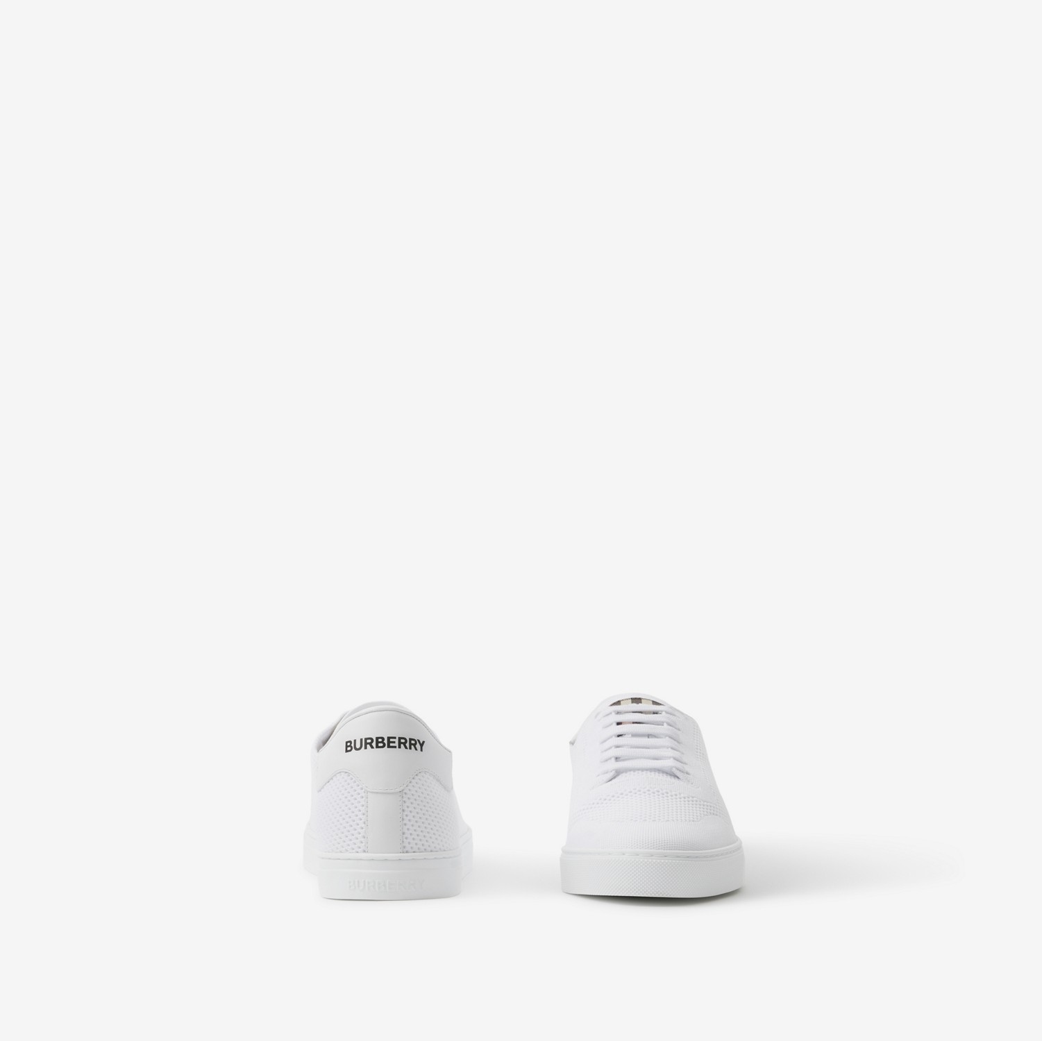 尼龙、皮革拼棉质运动鞋 (光白色) - 男士 | Burberry® 博柏利官网