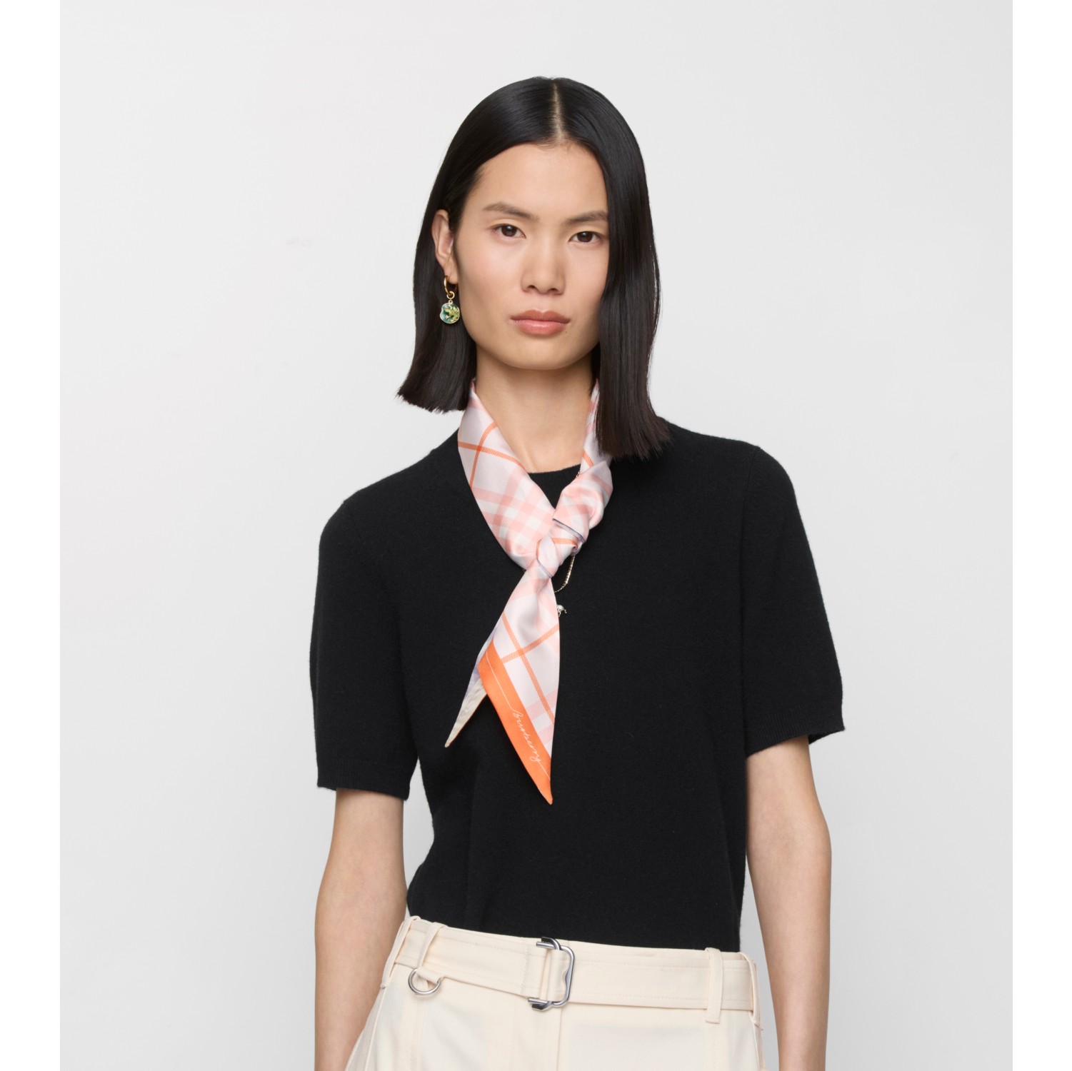 Foulard ultrafin en soie Check