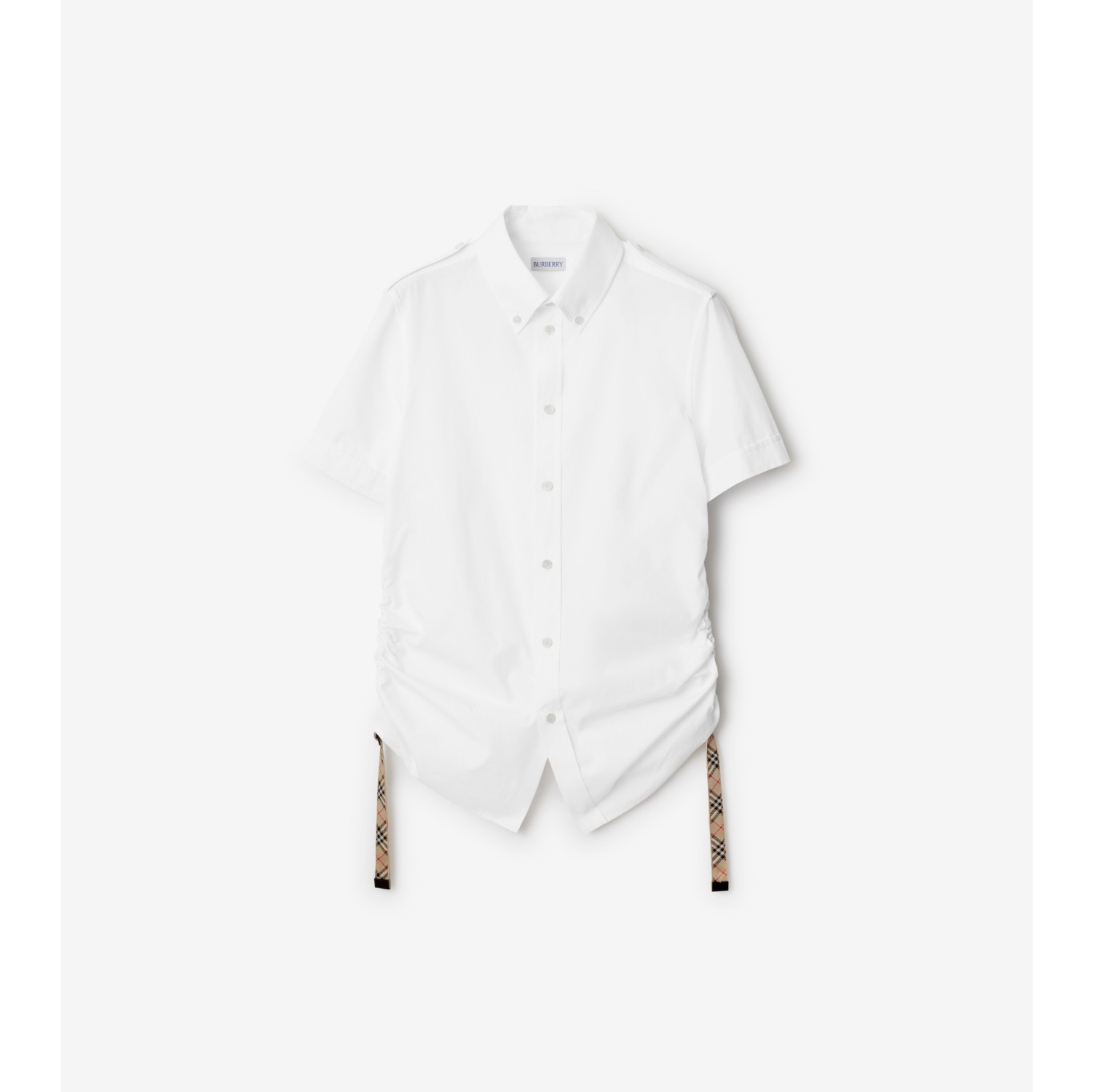 Check Trim Cotton Shirt