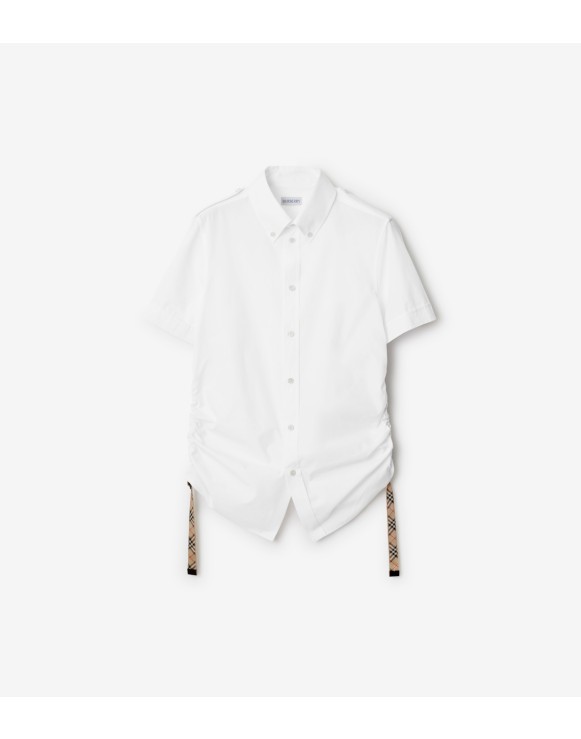 Check Trim Cotton Shirt