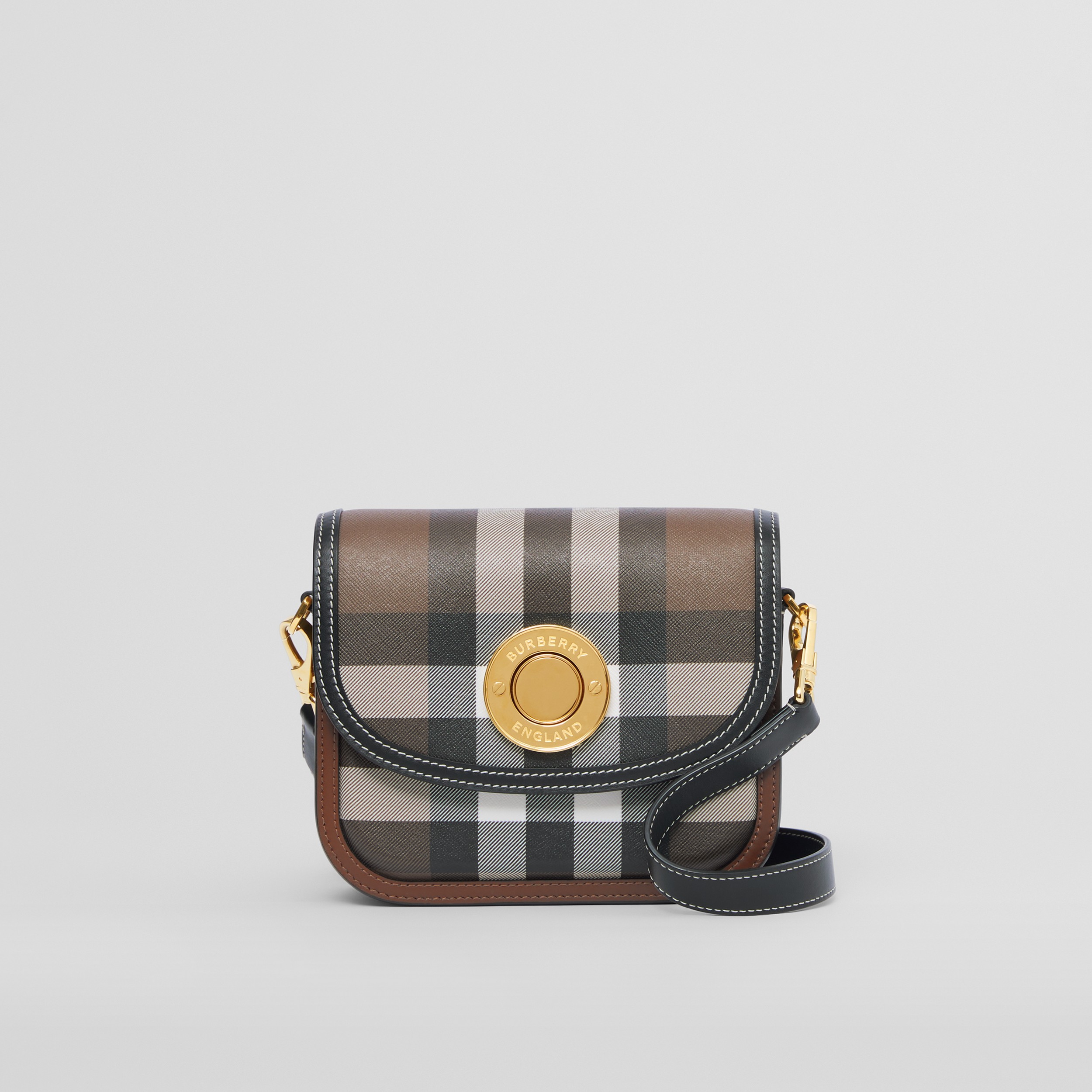 Petit sac Elizabeth en tissu check et cuir (Bouleau Brun Sombre) - Femme | Site officiel Burberry® - 1