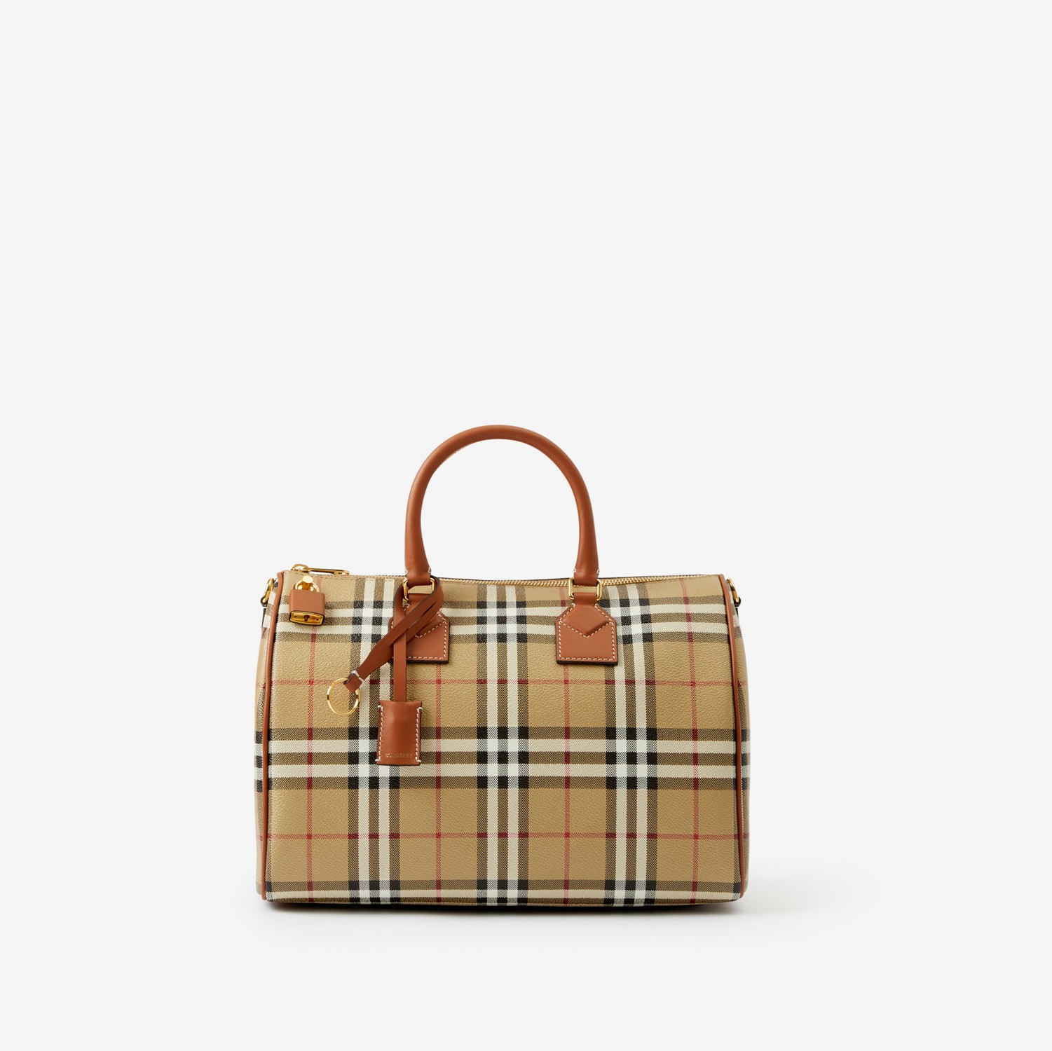 Check Medium Bowling Bag in Archive Beige/briar Brown - Women | Burberry® Official