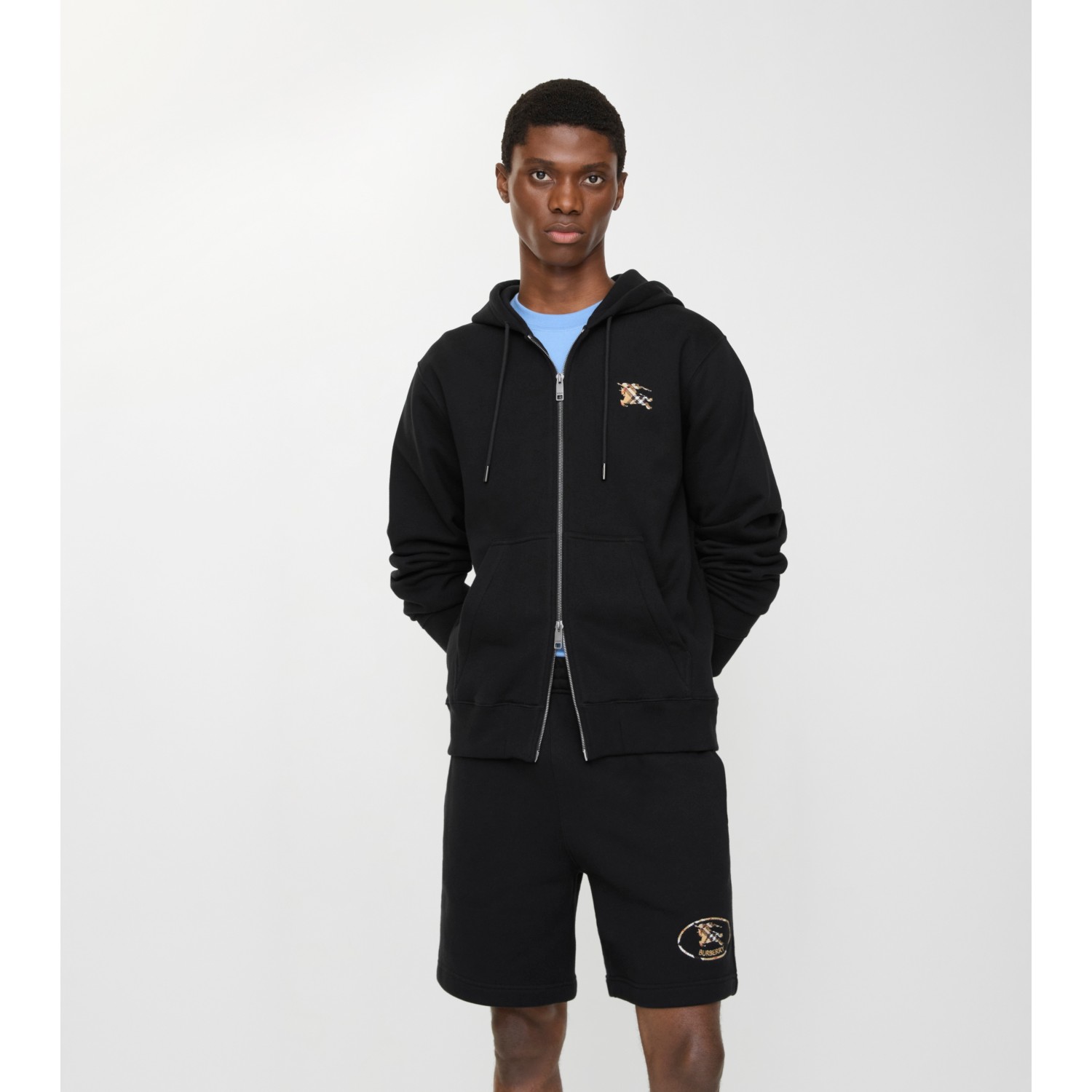 Check Knight Stamp Cotton Zip Hoodie - thumbnail 2