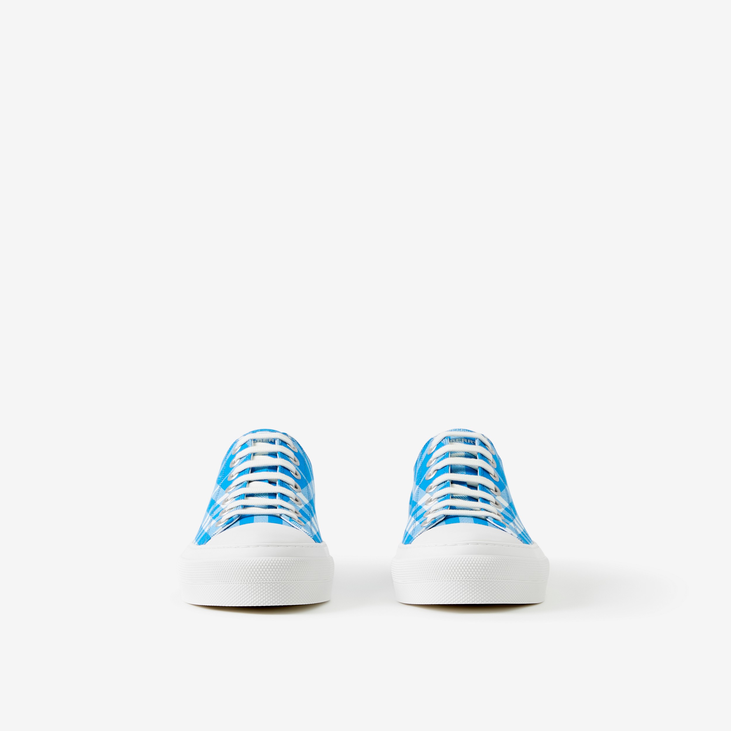 Check Cotton Sneakers in Vivid Blue - Men | Burberry® Official - 2
